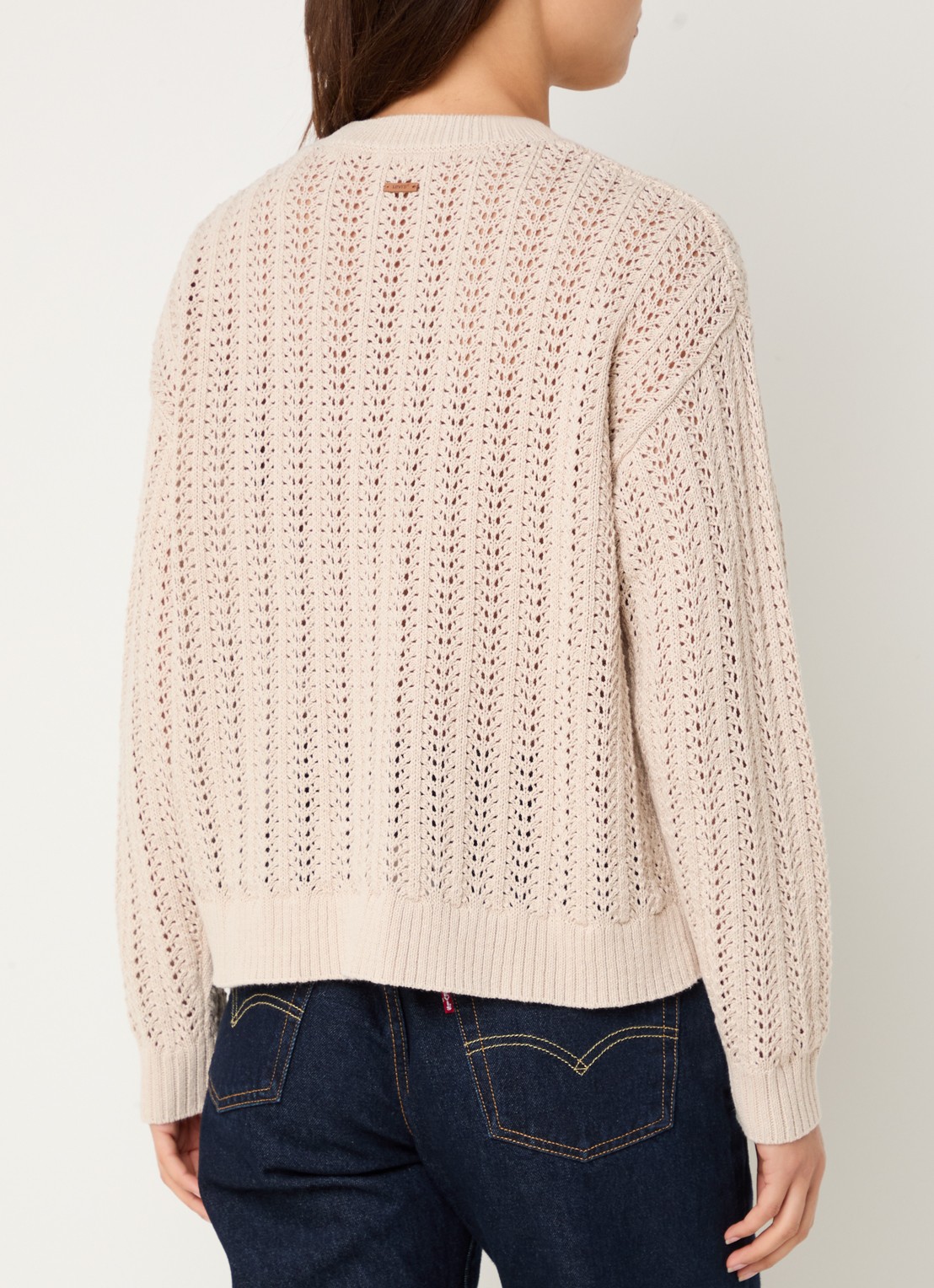 Levi's Sunrise grofgebreide trui in linnenblend met opengewerkt dessin - achterkant beige