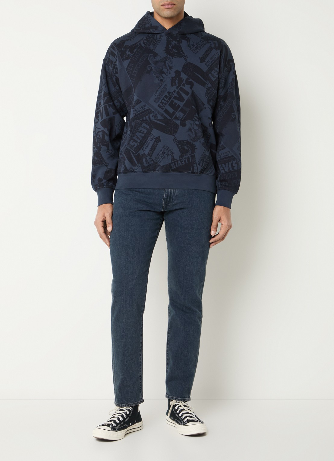 Levi's Sunset hoodie met print - voorkant 3 donkerblauw