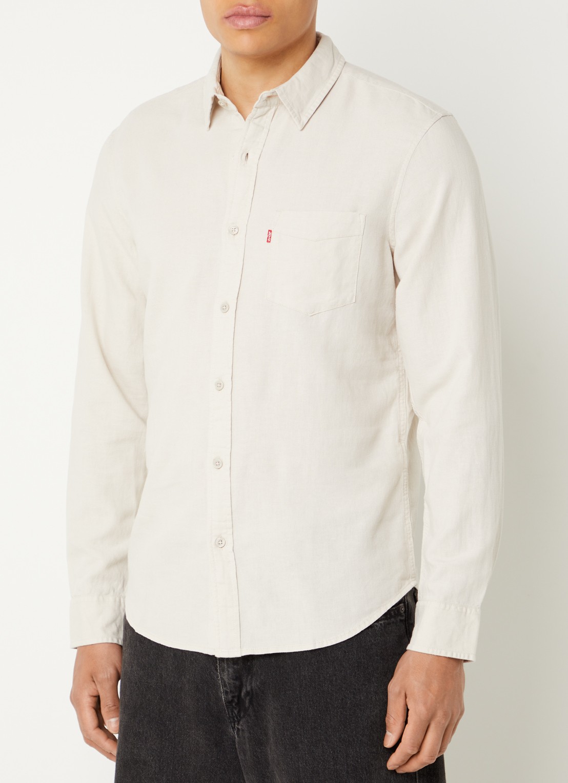 Levi's Sunset overhemd in linnenblend met borstzak - detail creme