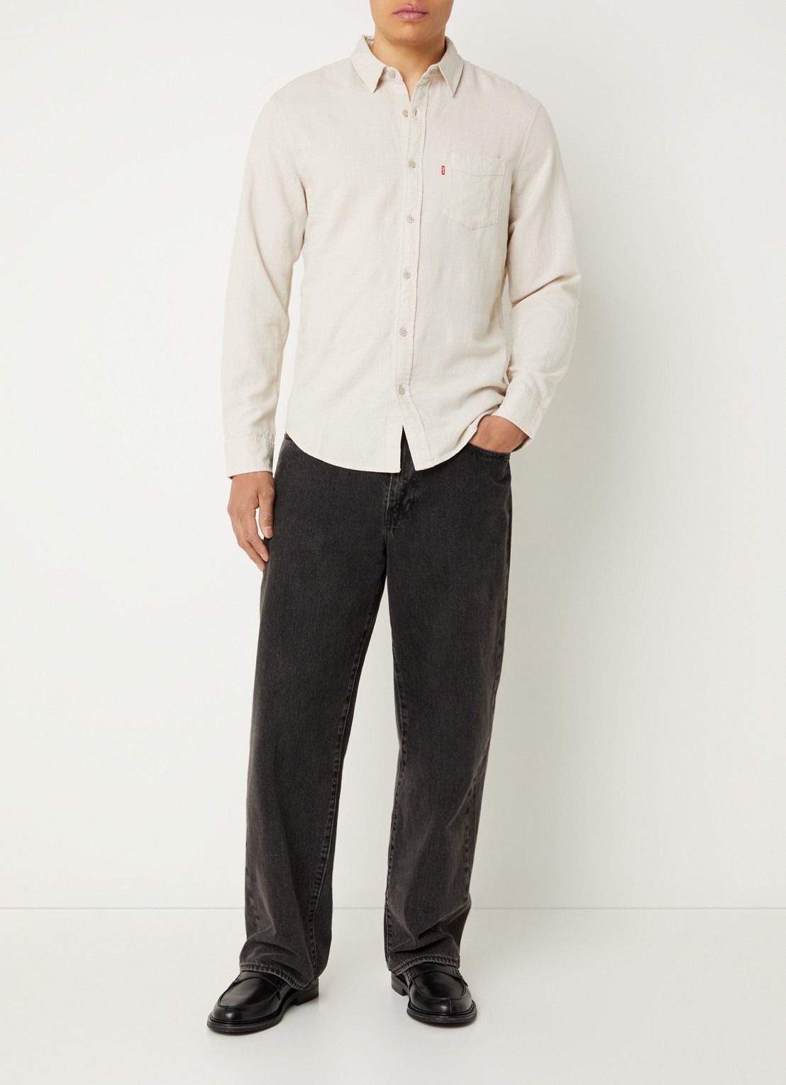 Levi's Sunset overhemd in linnenblend met borstzak - voorkant 4 creme