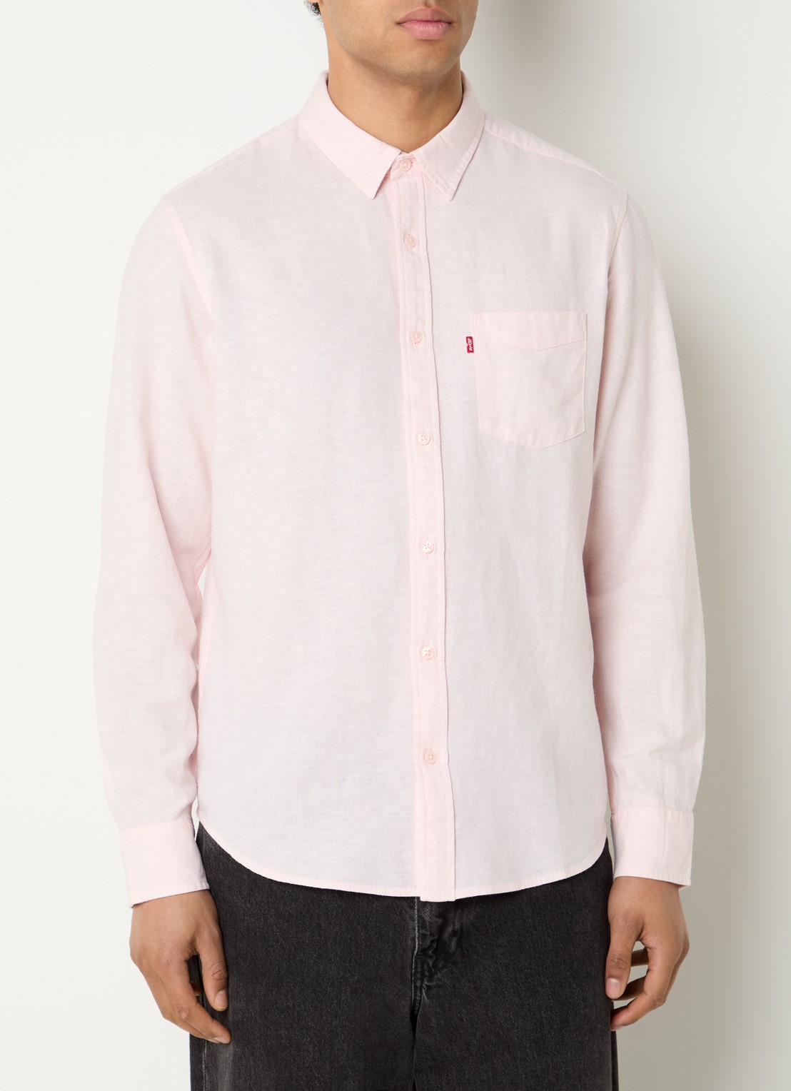 Levi's Sunset regular fit overhemd in linnenblend - detail 4 lichtroze