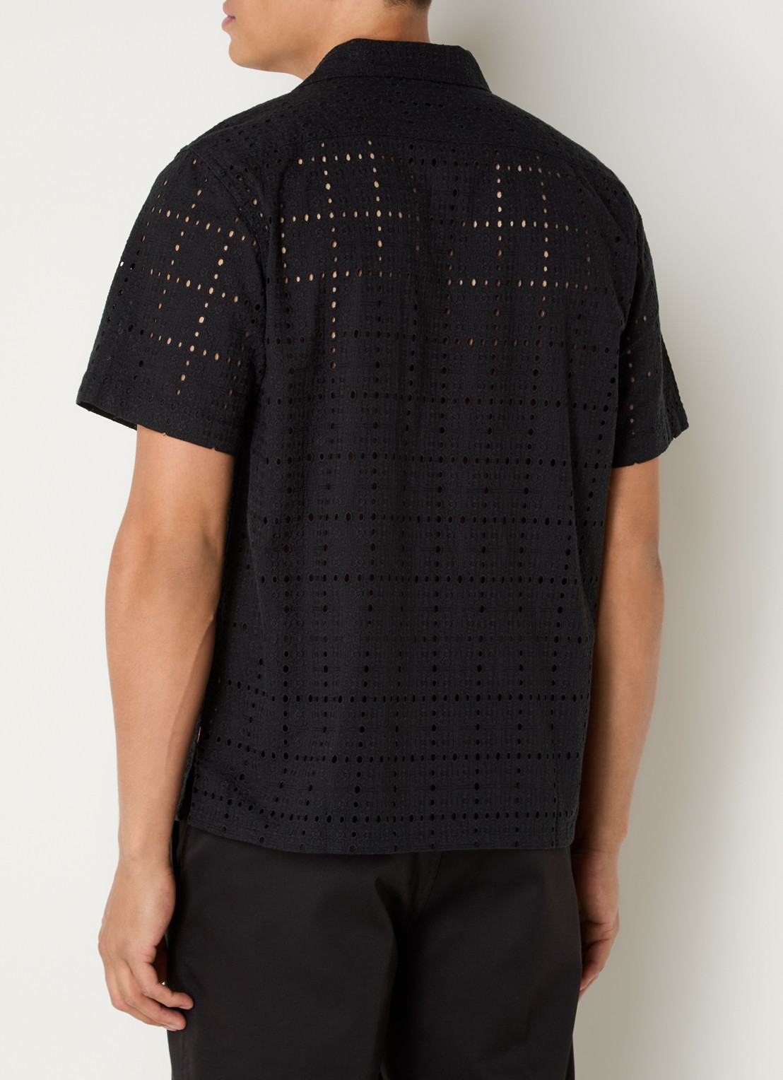 Levi's Sunset regular fit overhemd met opengewerkt dessin - achterkant 4 zwart