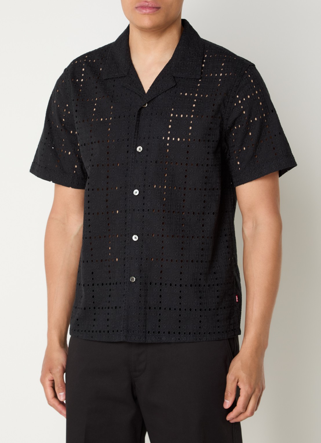 Levi's Sunset regular fit overhemd met opengewerkt dessin - detail zwart
