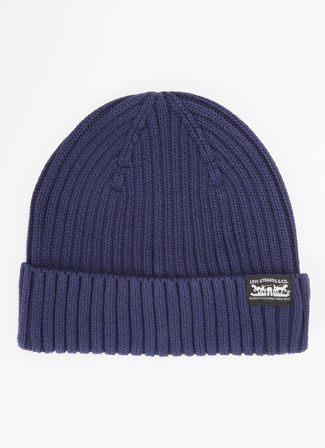 Levi's Sunset ribgebreide muts met logo - voorkant donkerblauw