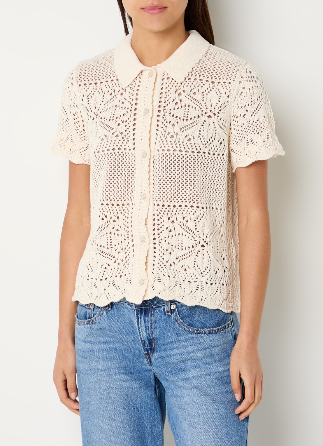 Levi's Susanna blouse met opengewerkt dessin - detail 3 creme
