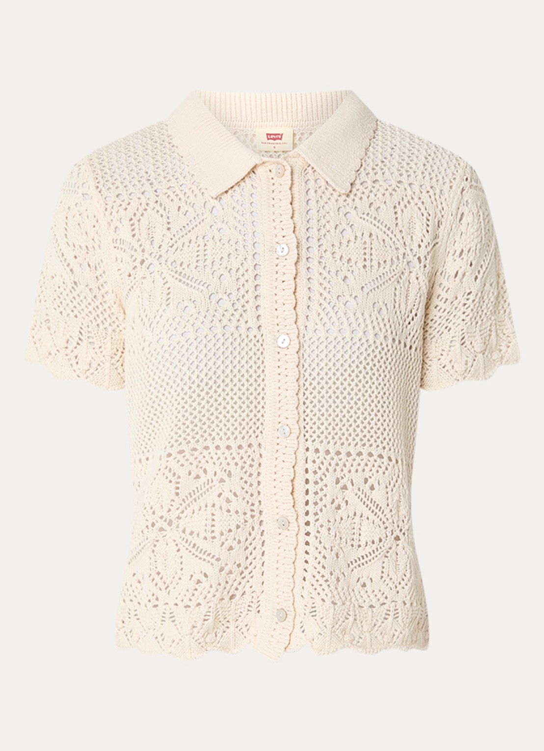 Levi's Susanna blouse met opengewerkt dessin - voorkant creme