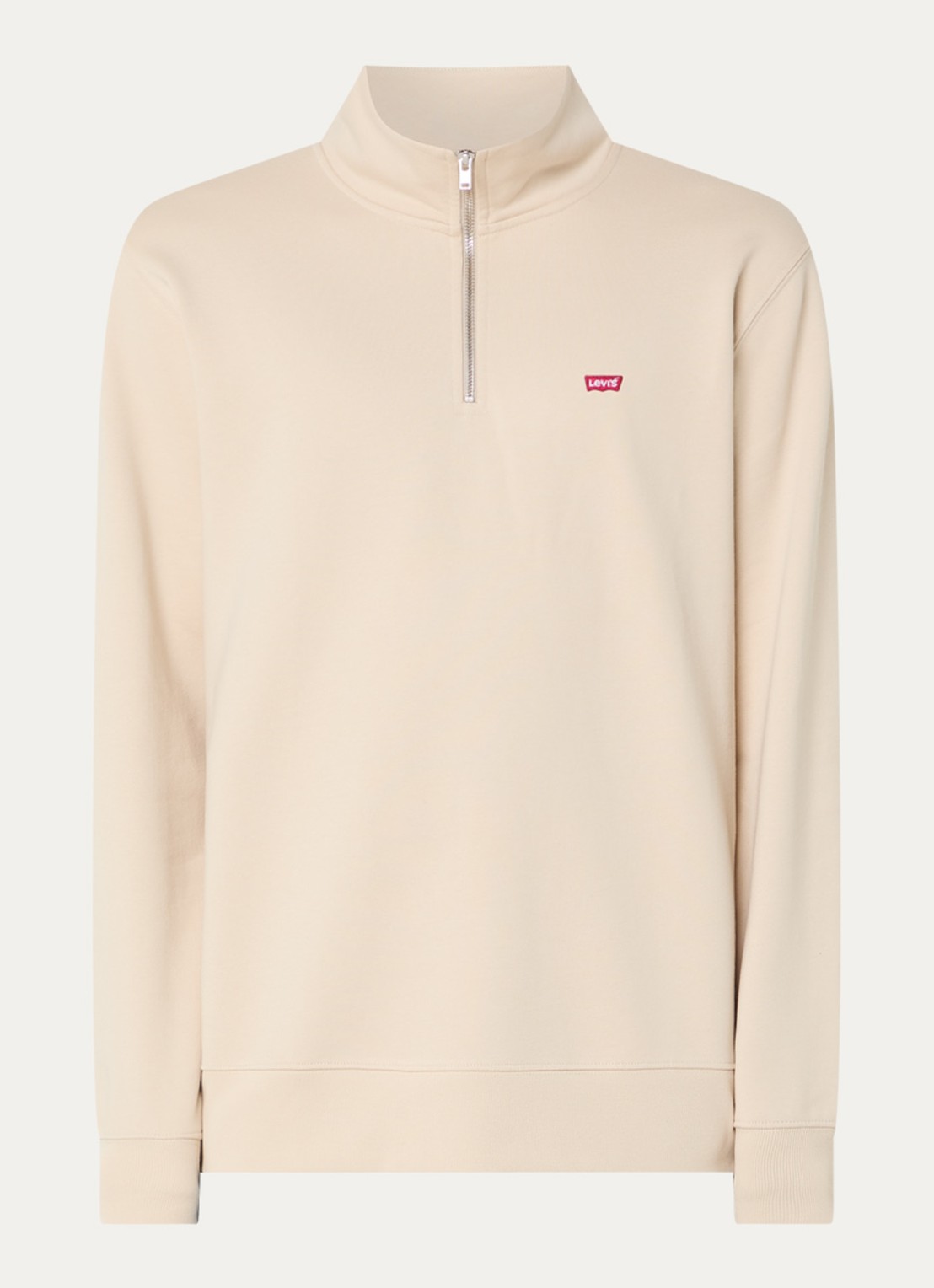 Levi's Sweater met halve rits en logoborduring - voorkant 2 beige