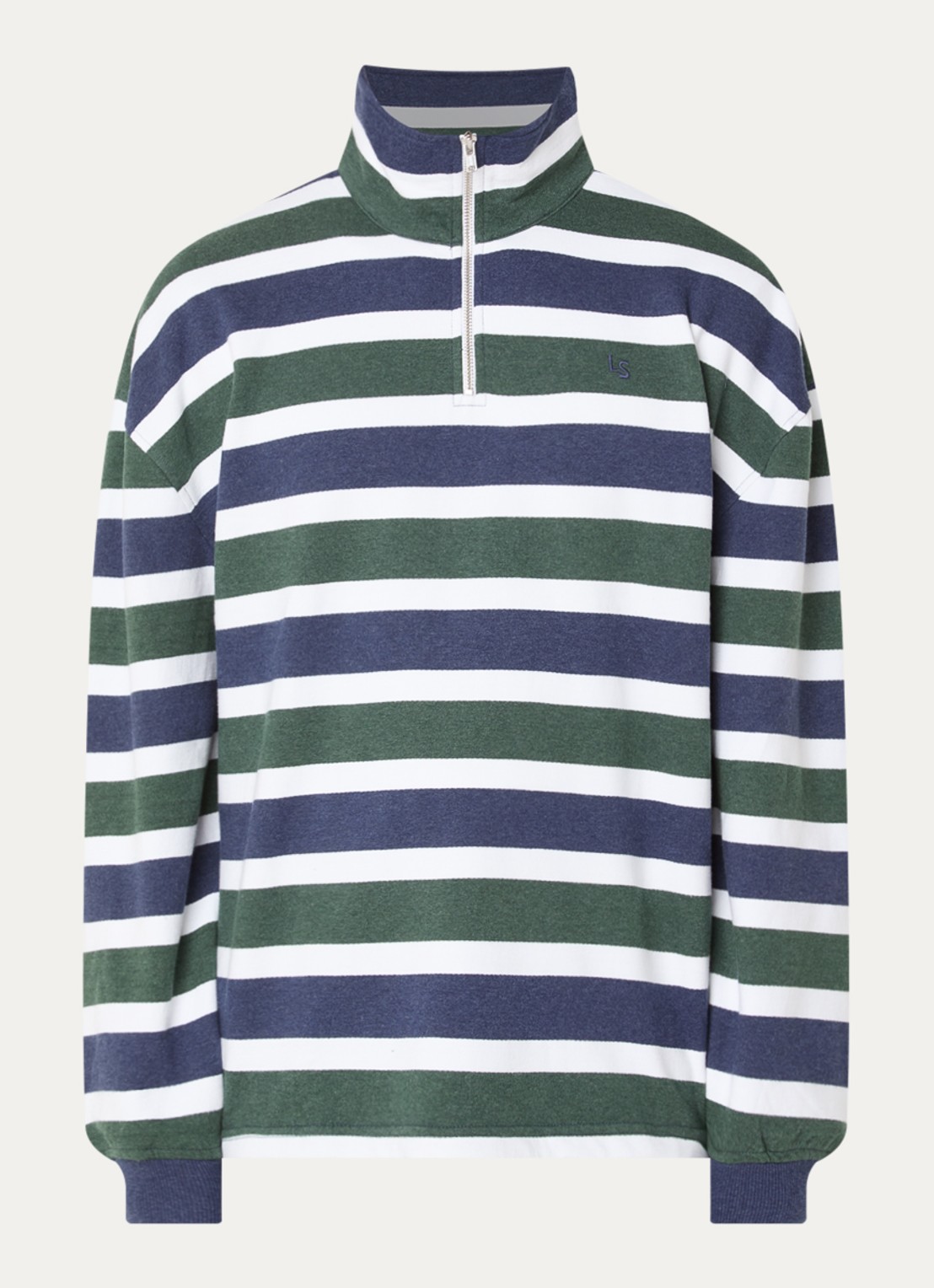 Levi's Sweater met halve rits en logoborduring - voorkant 3 indigo