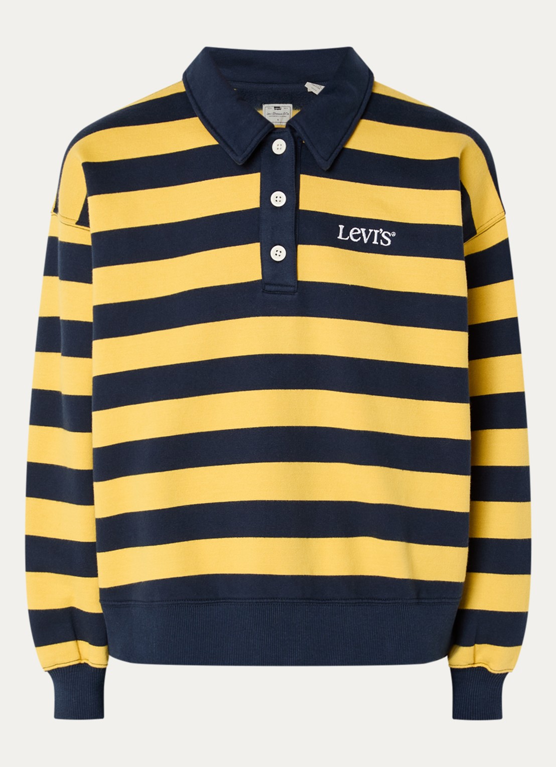 Levi's Sweater met polokraag en logoborduring - voorkant 3 donkerblauw