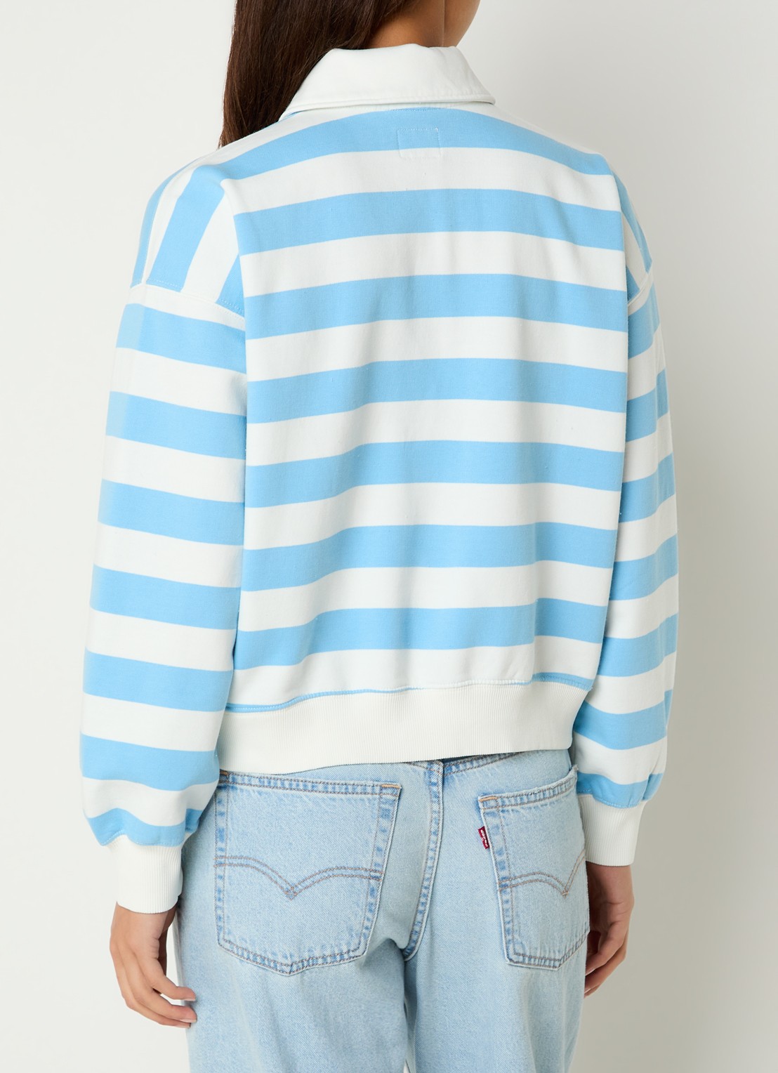 Levi's Sweater met polokraag en logoborduring - achterkant lichtblauw