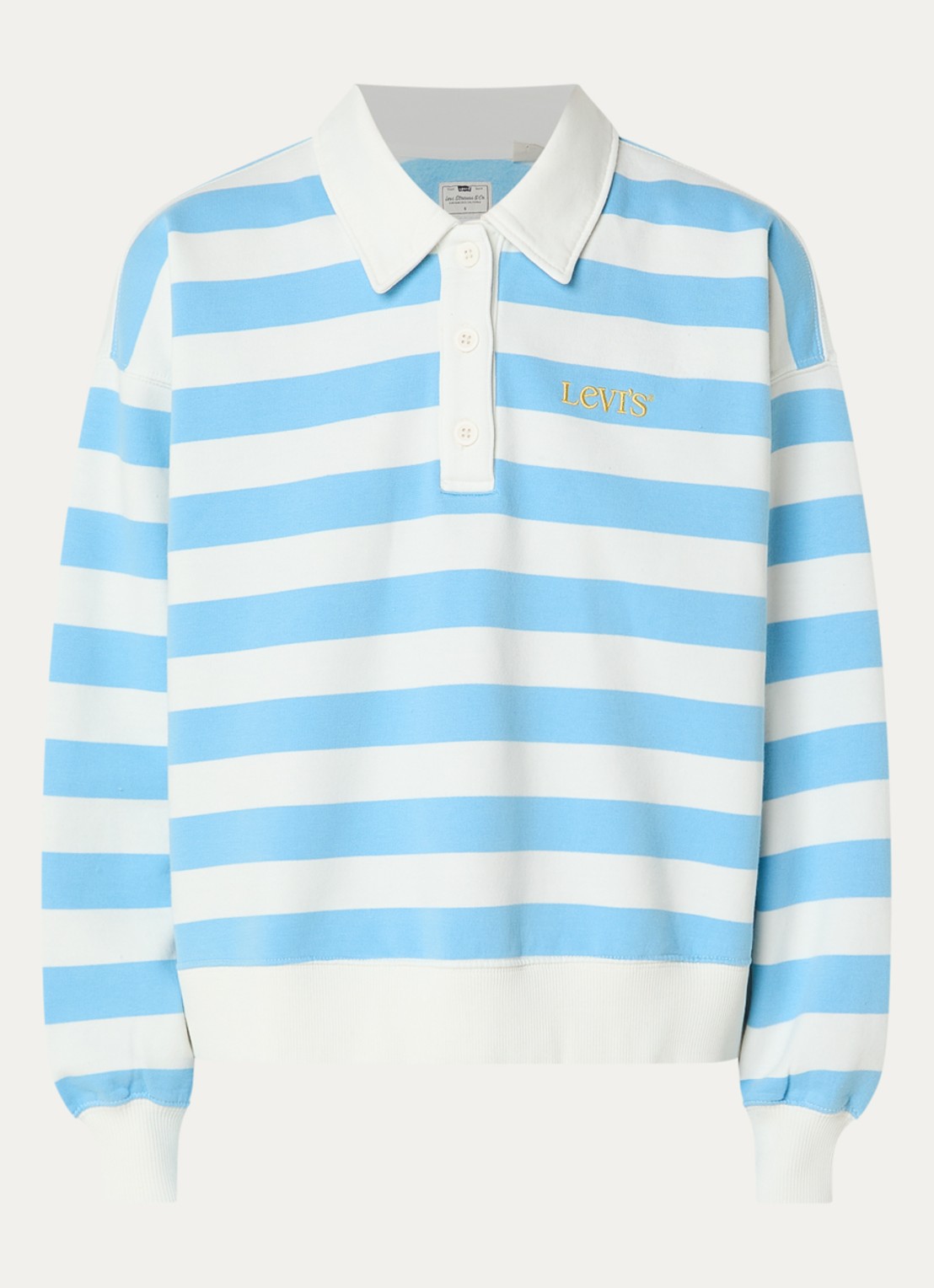 Levi's Sweater met polokraag en logoborduring - voorkant 3 lichtblauw
