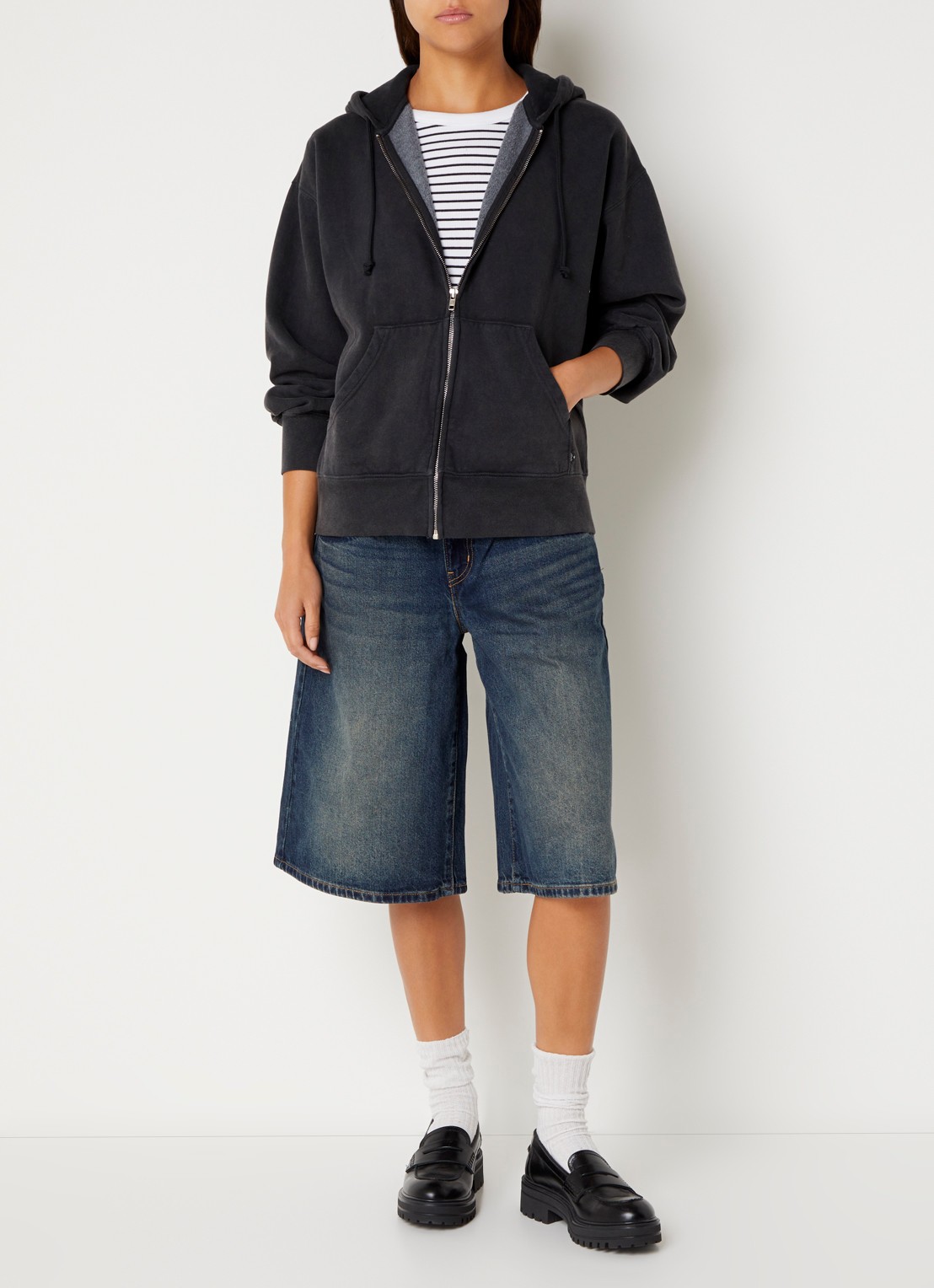 Levi's Sweatvest met capuchon - voorkant 2 donkergrijs