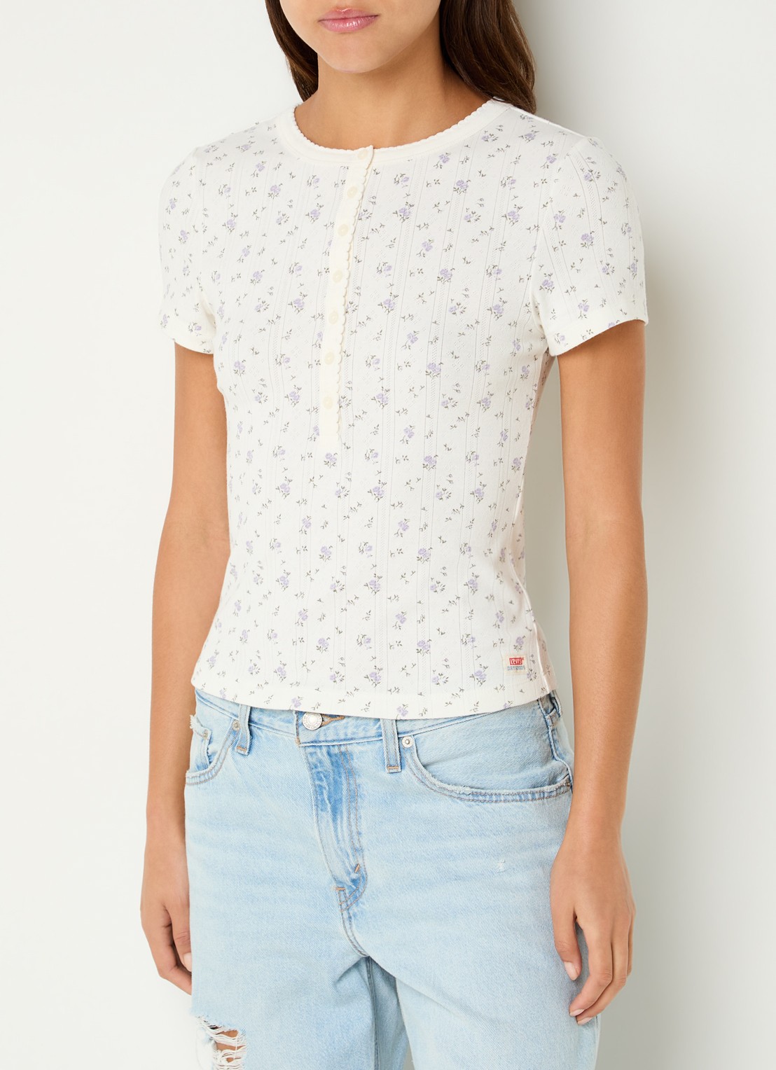 Levi's T-shirt met bloemenprint - detail gebroken wit