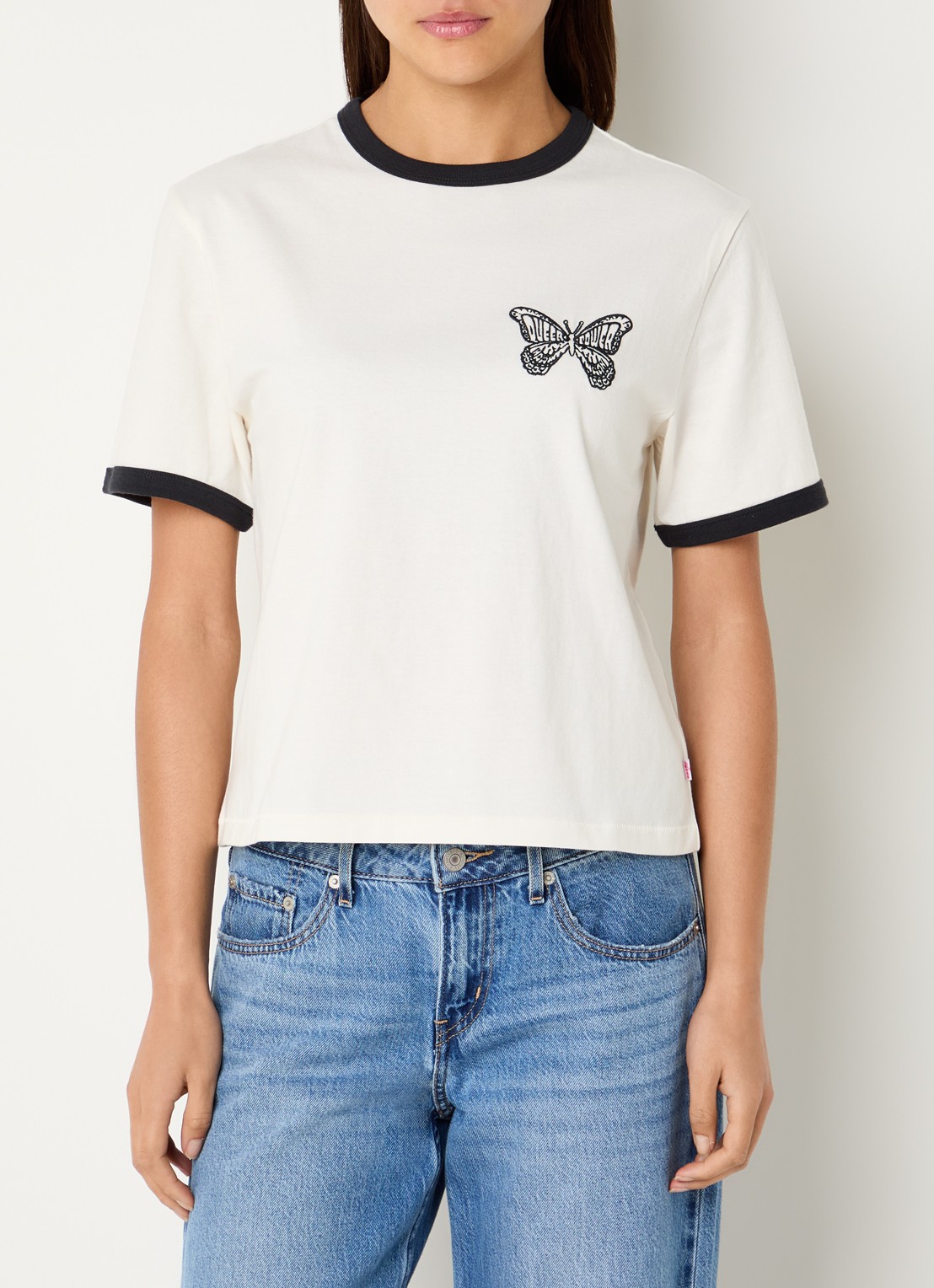 Levi's T-shirt met borduring - detail gebroken wit