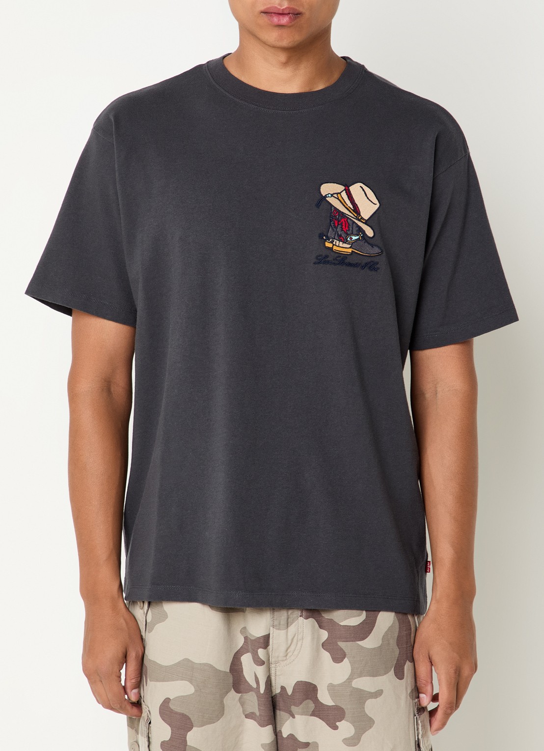 Levi's T-shirt met borduring - detail 4 donkergrijs