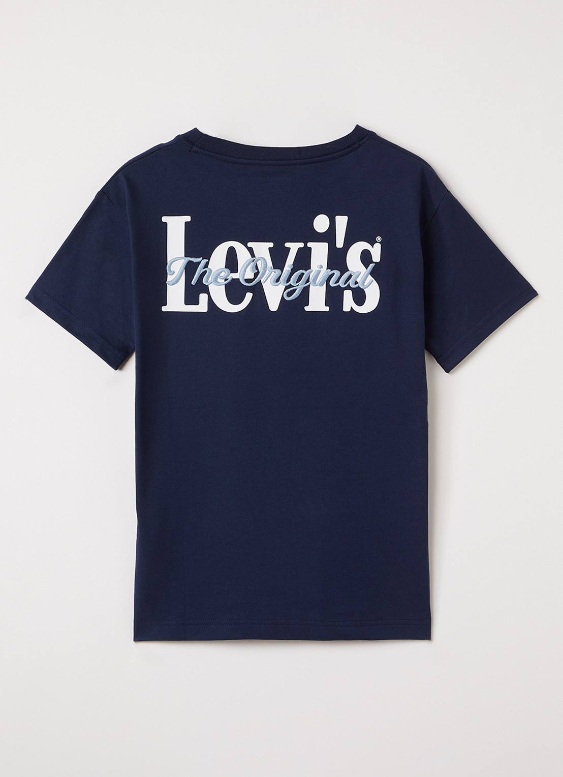 Levi's T-shirt met logo- en backprint - voorkant 2 donkerblauw