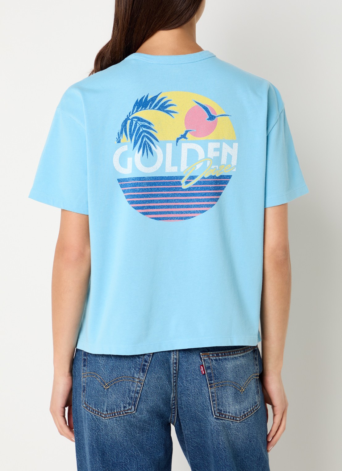 Levi's T-shirt met logo- en backprint - detail 2 aquablauw