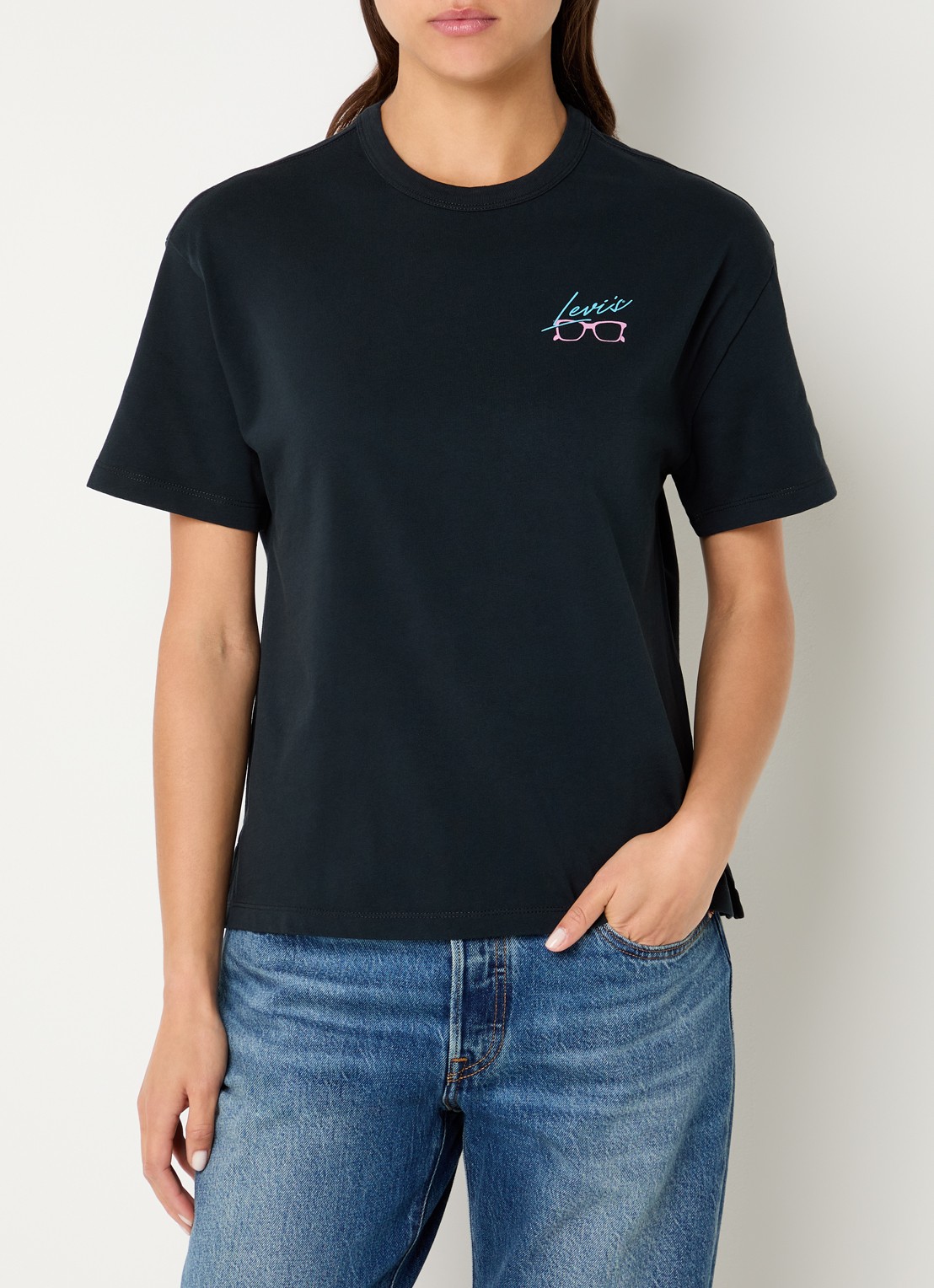 Levi's T-shirt met logo- en backprint - achterkant 4 donkerblauw
