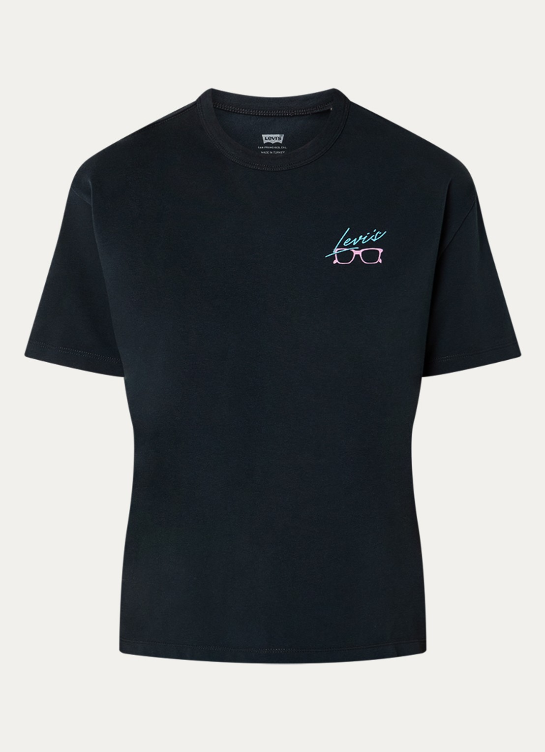 Levi's T-shirt met logo- en backprint - voorkant donkerblauw