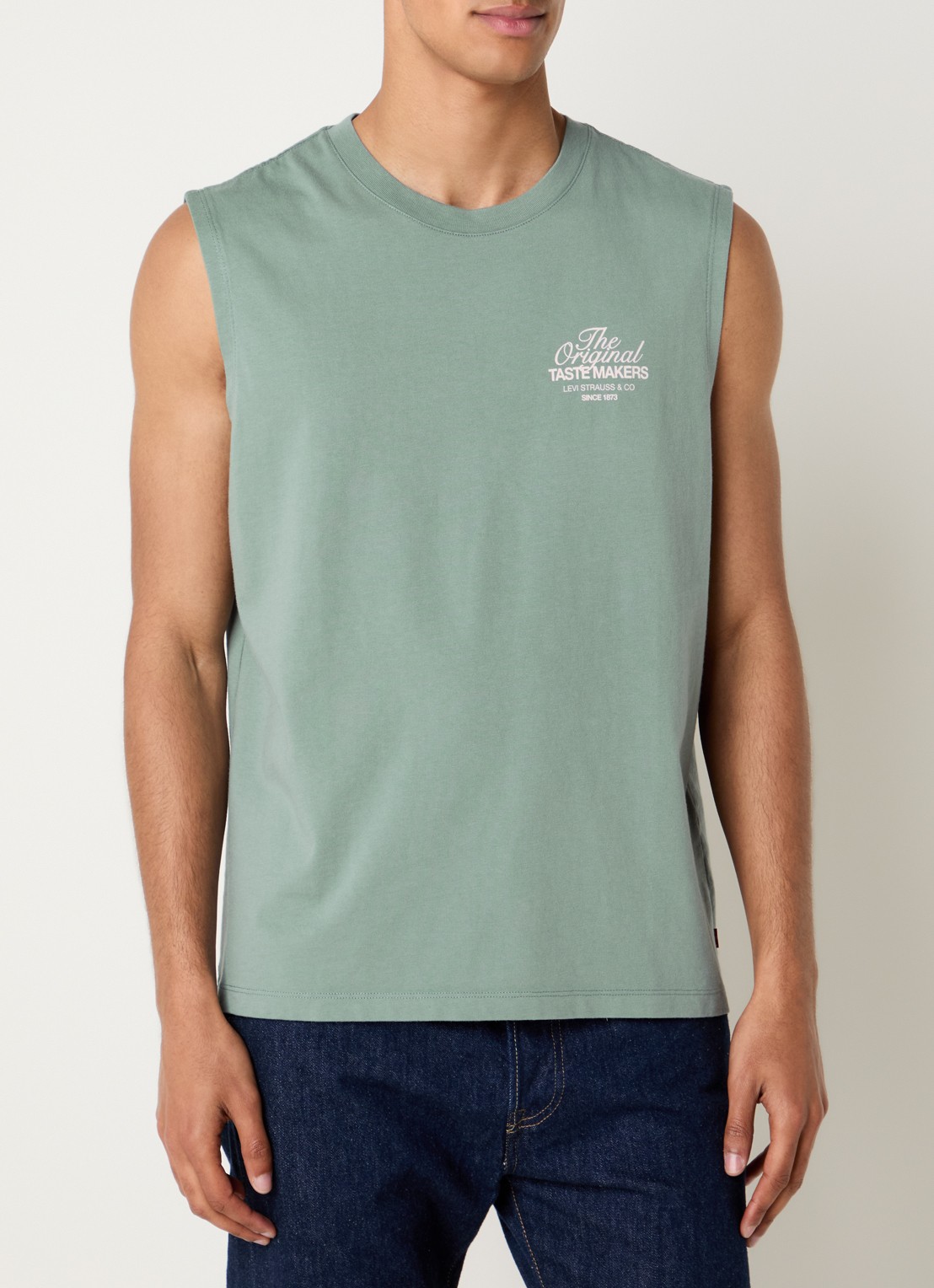 Levi's T-shirt met logo- en backprint - achterkant zeegroen