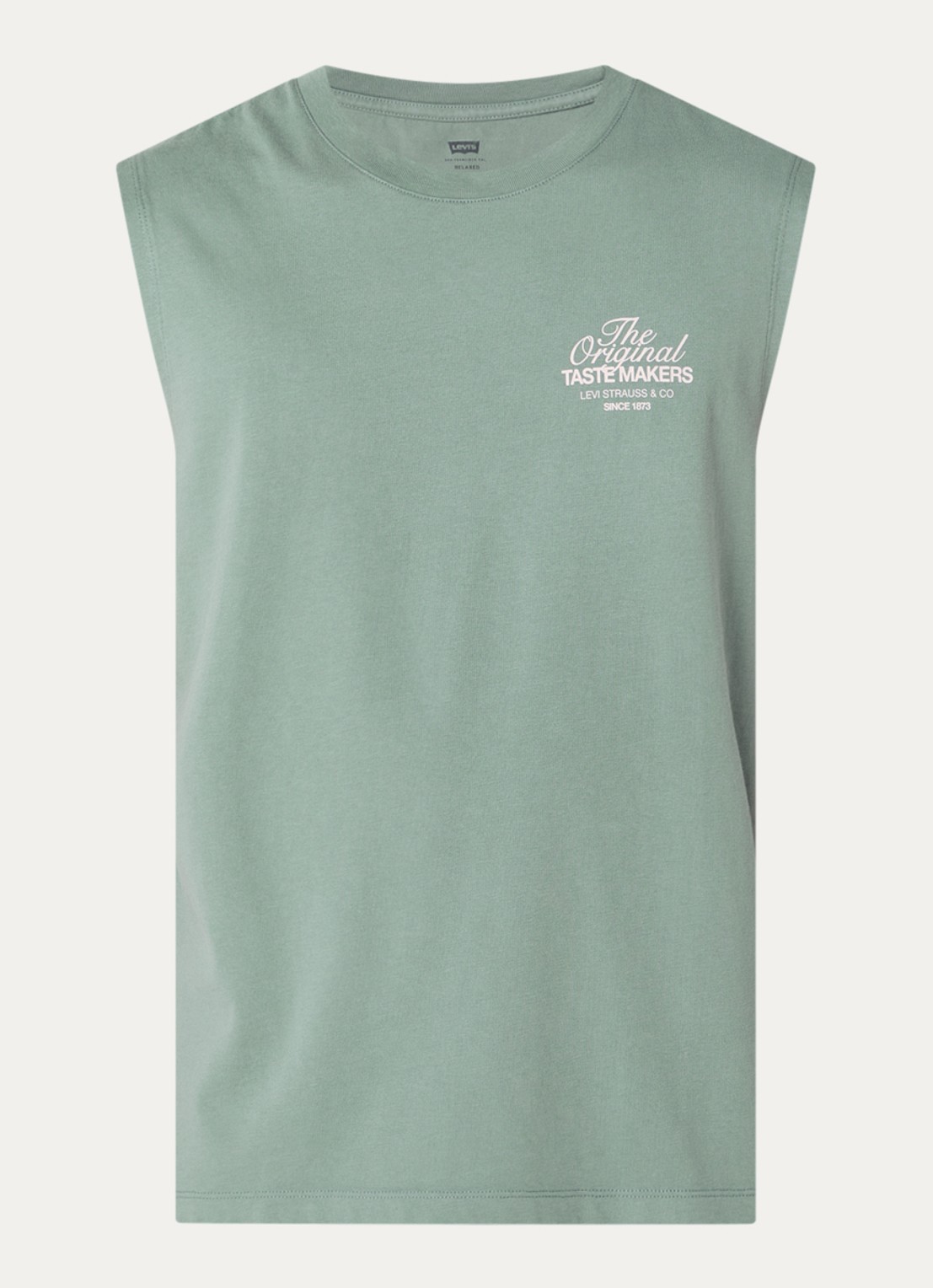 Levi's T-shirt met logo- en backprint - voorkant 3 zeegroen