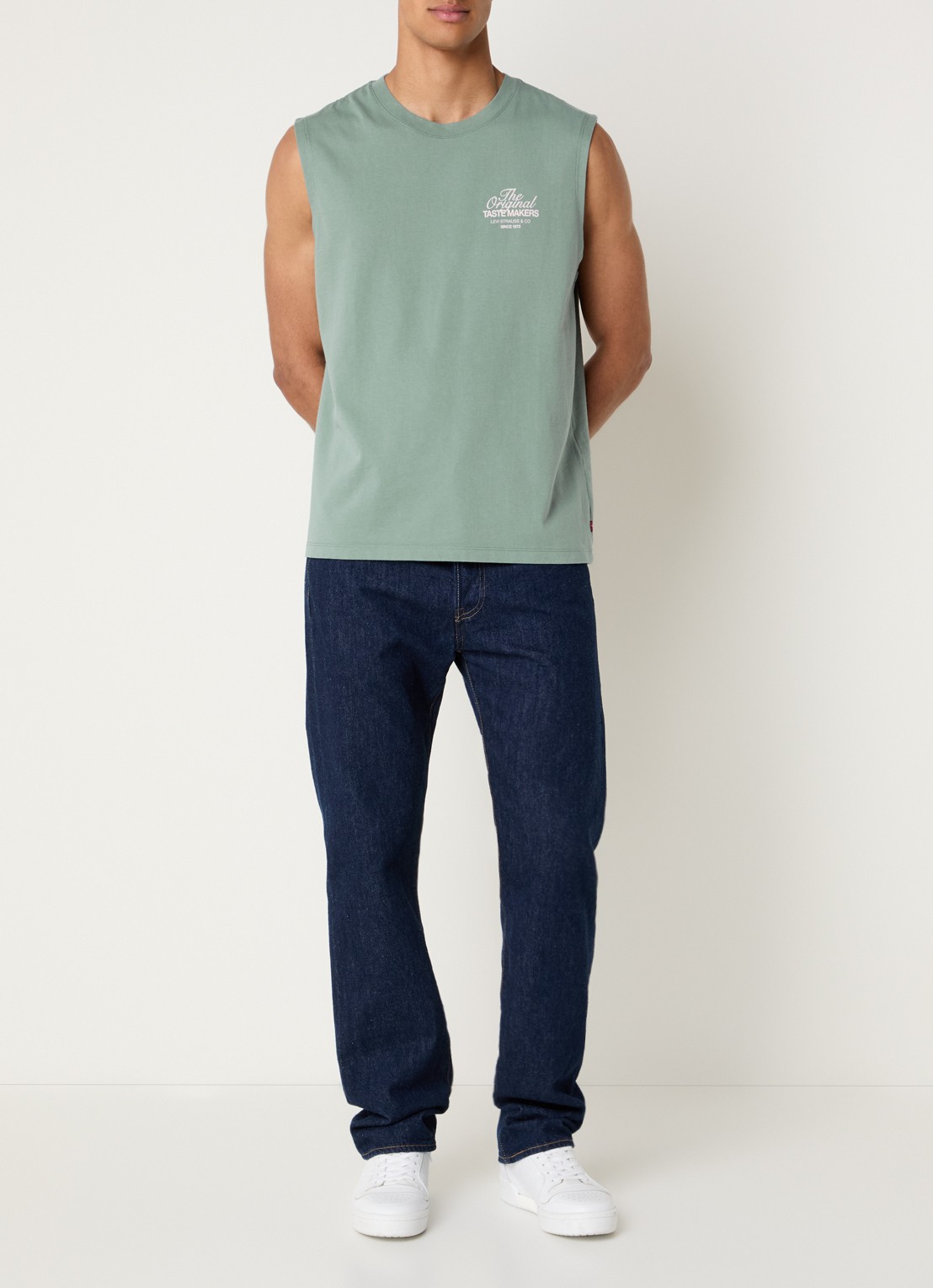 Levi's T-shirt met logo- en backprint - voorkant 4 zeegroen
