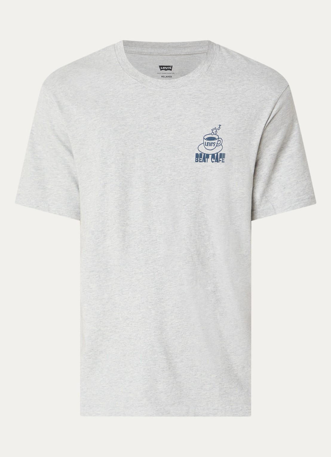 Levi's T-shirt met logo- en backprint - voorkant grijs