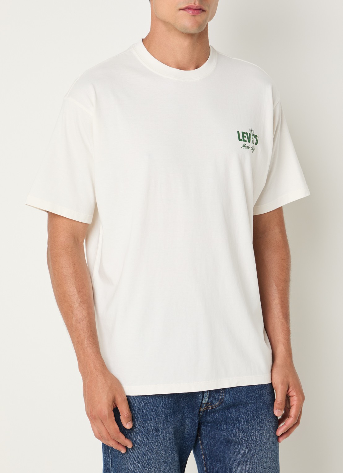 Levi's T-shirt met logo- en backprint - achterkant 3 creme