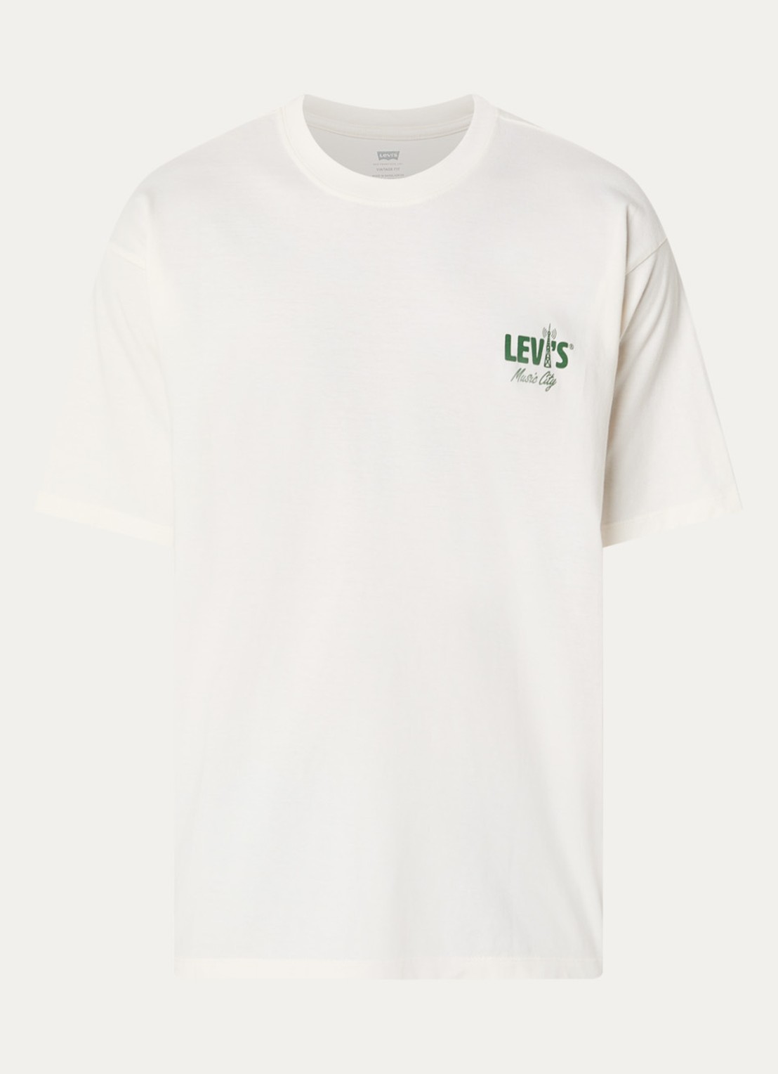 Levi's T-shirt met logo- en backprint - voorkant creme