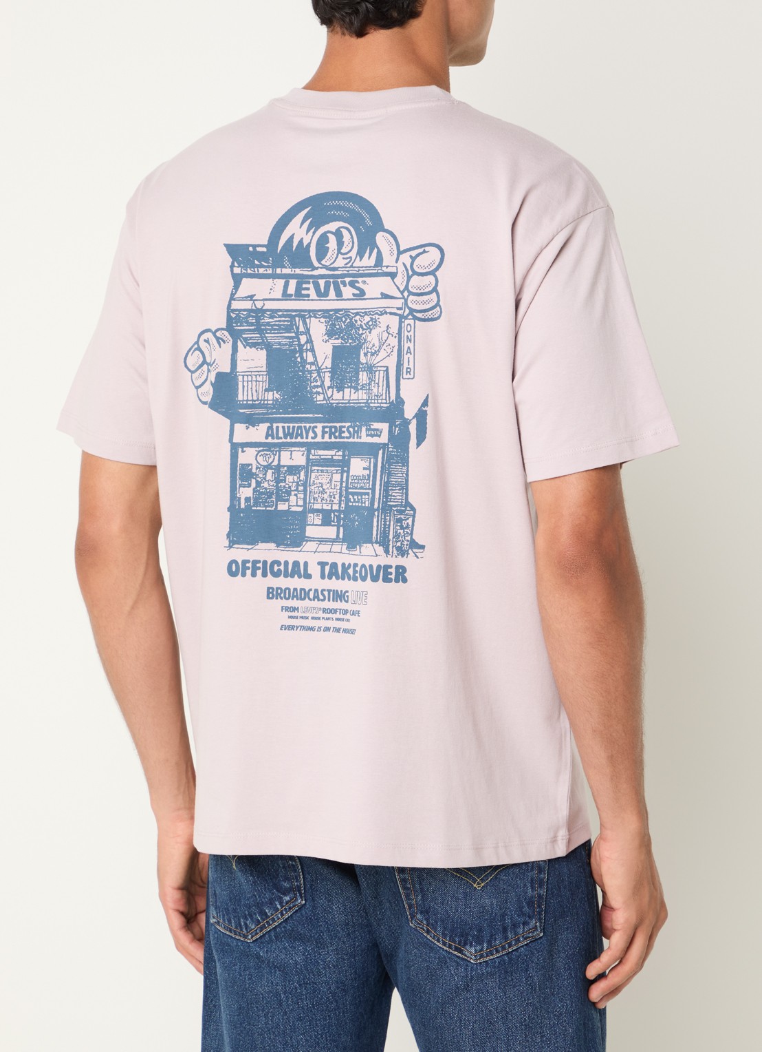 Levi's T-shirt met logo- en backprint - detail 3 oudroze