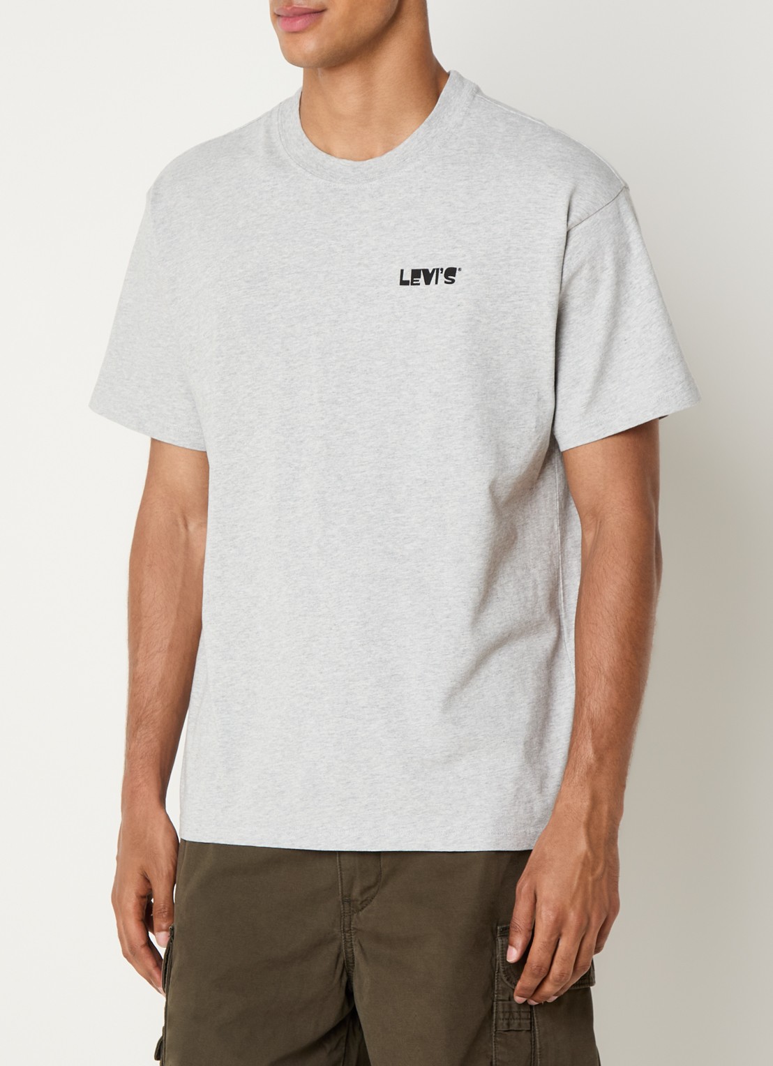 Levi's T-shirt met logo- en backprint - achterkant 4 grijs