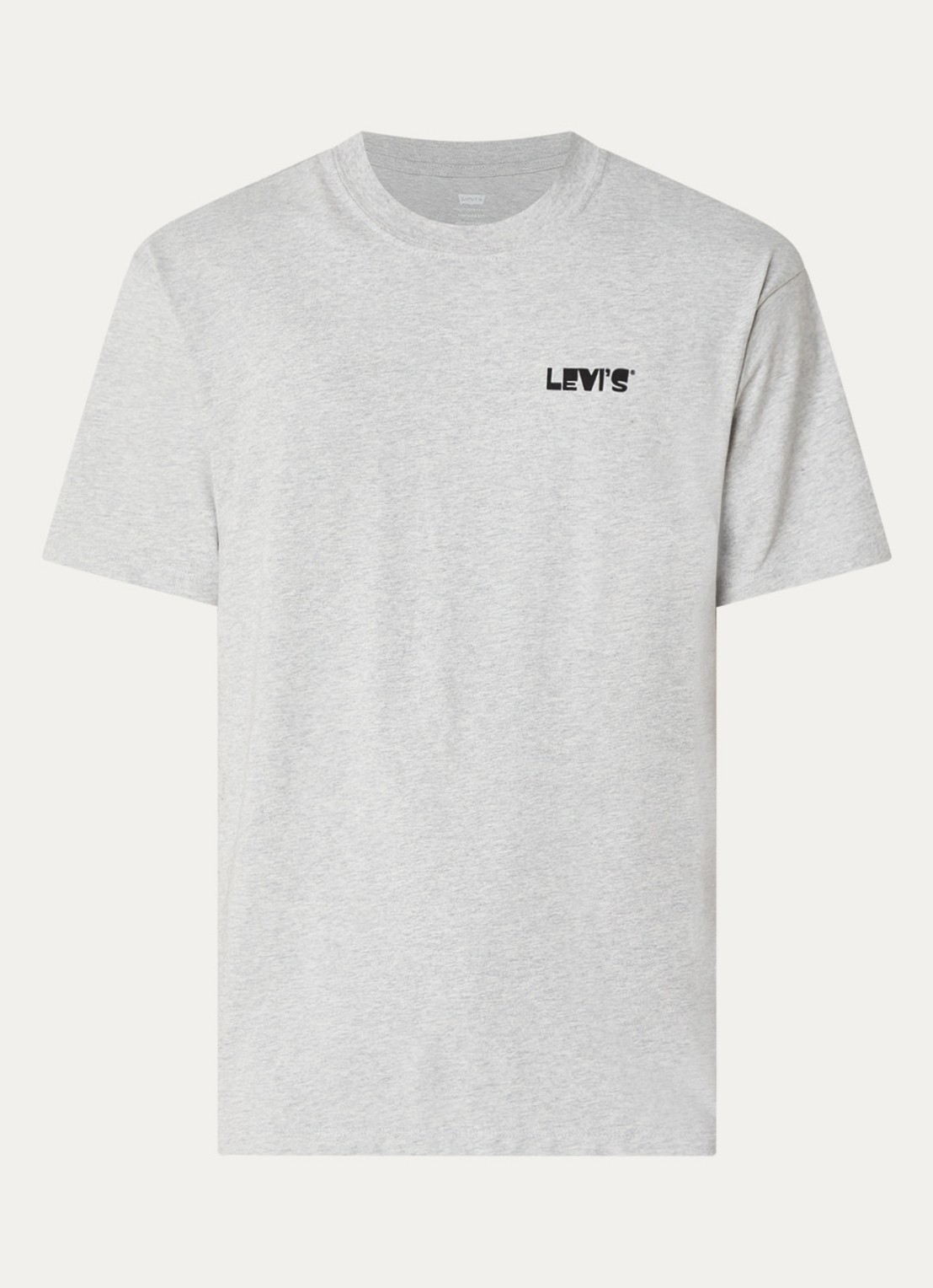 Levi's T-shirt met logo- en backprint - voorkant grijs
