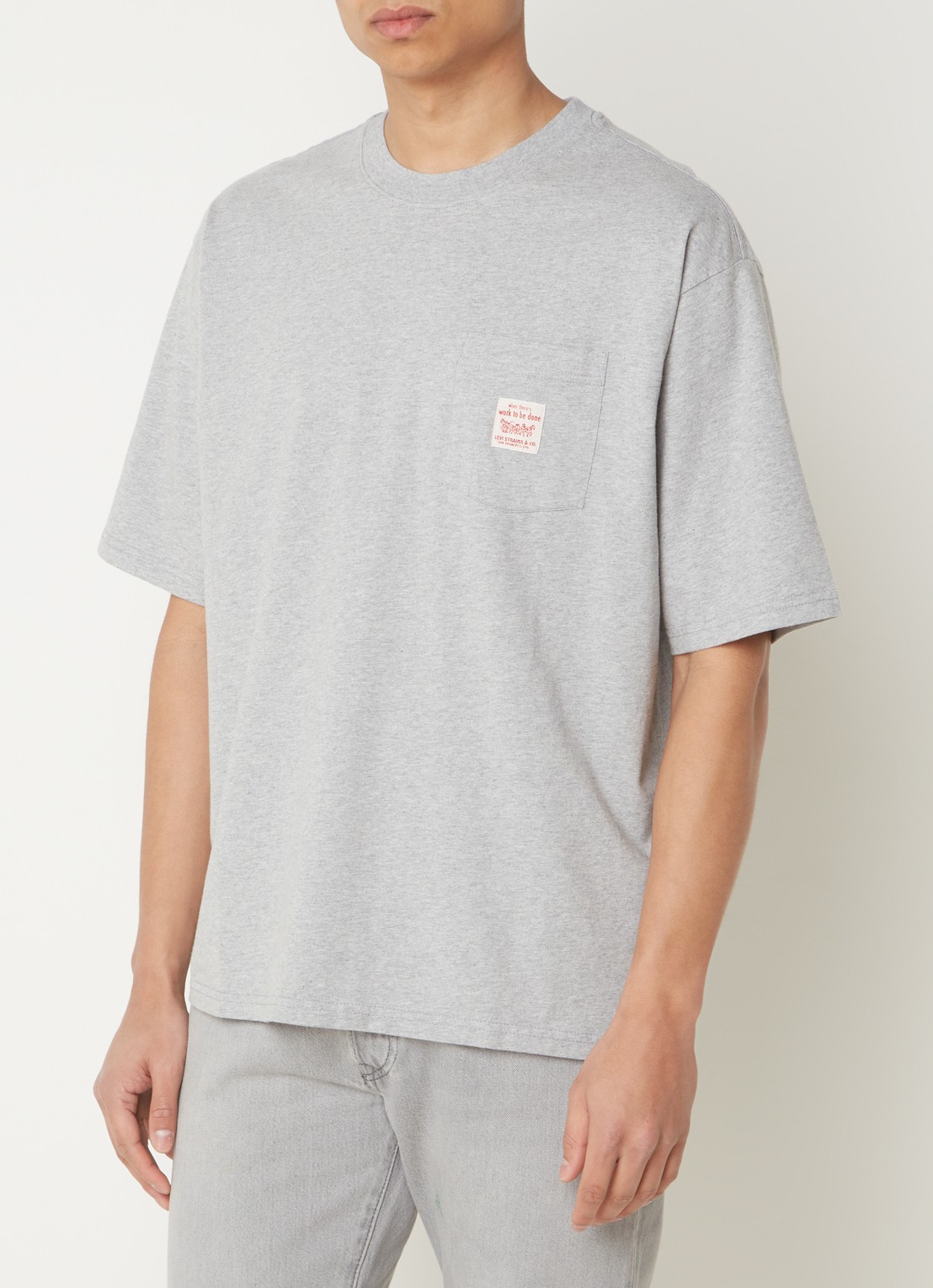 Levi's T-shirt met logo - detail 4 grijsmele