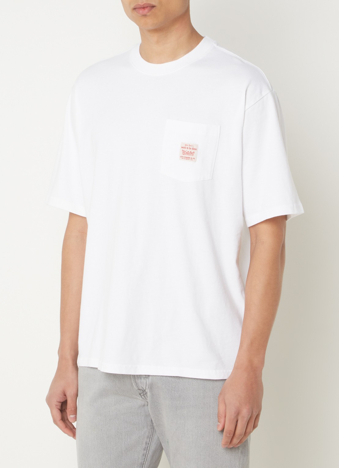 Levi's T-shirt met logo - detail 4 wit