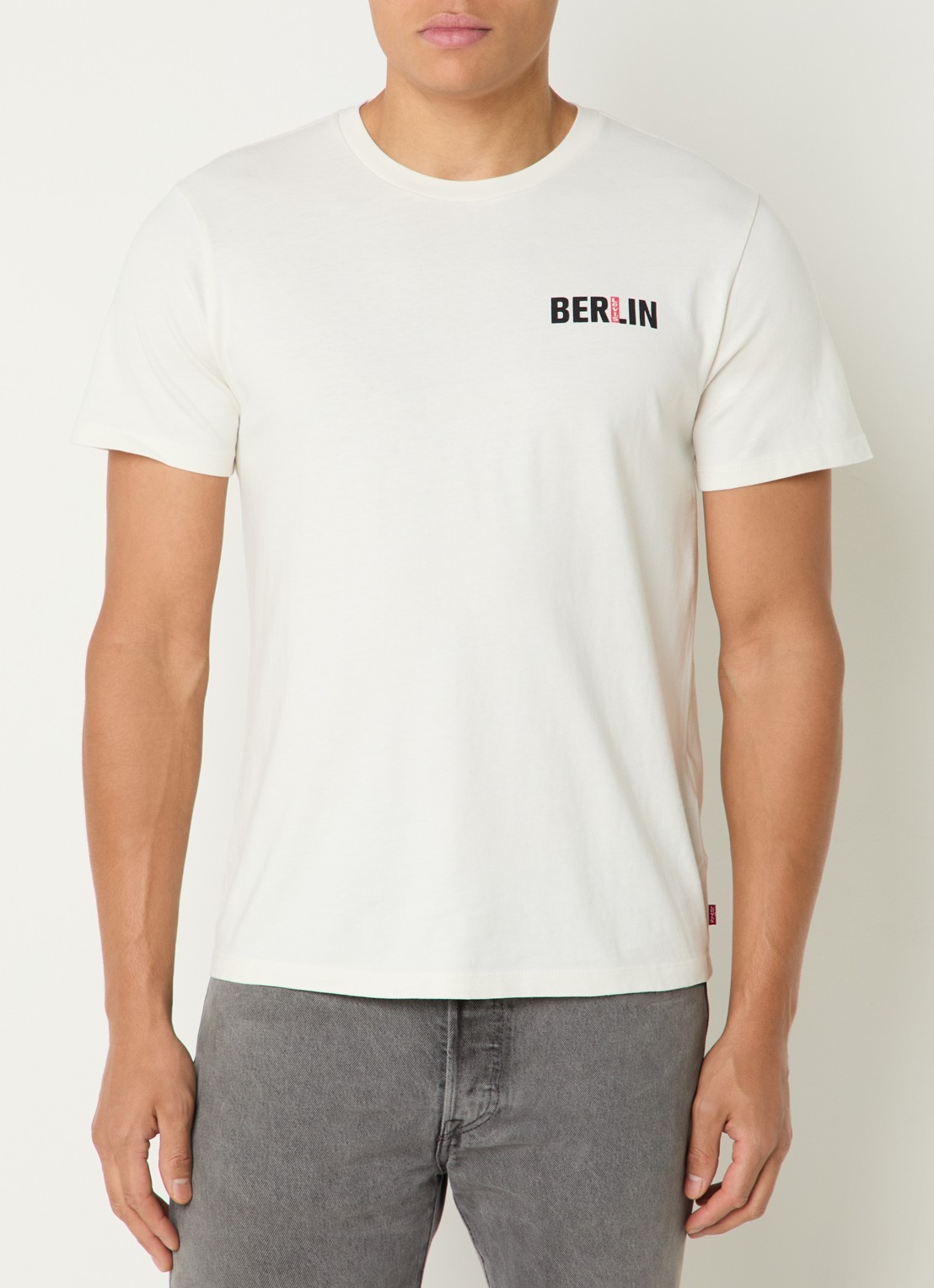 Levi's T-shirt met logo - detail 3 gebroken wit