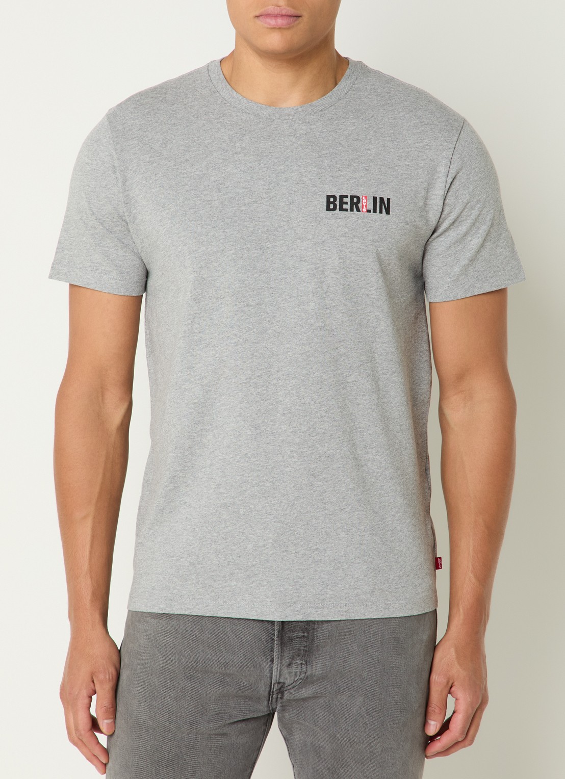 Levi's T-shirt met logo - detail grijsmele