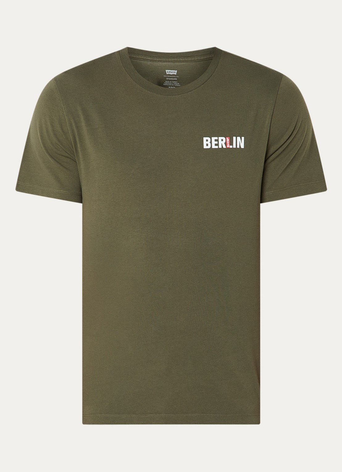 Levi's T-shirt met logo - voorkant 3 legergroen