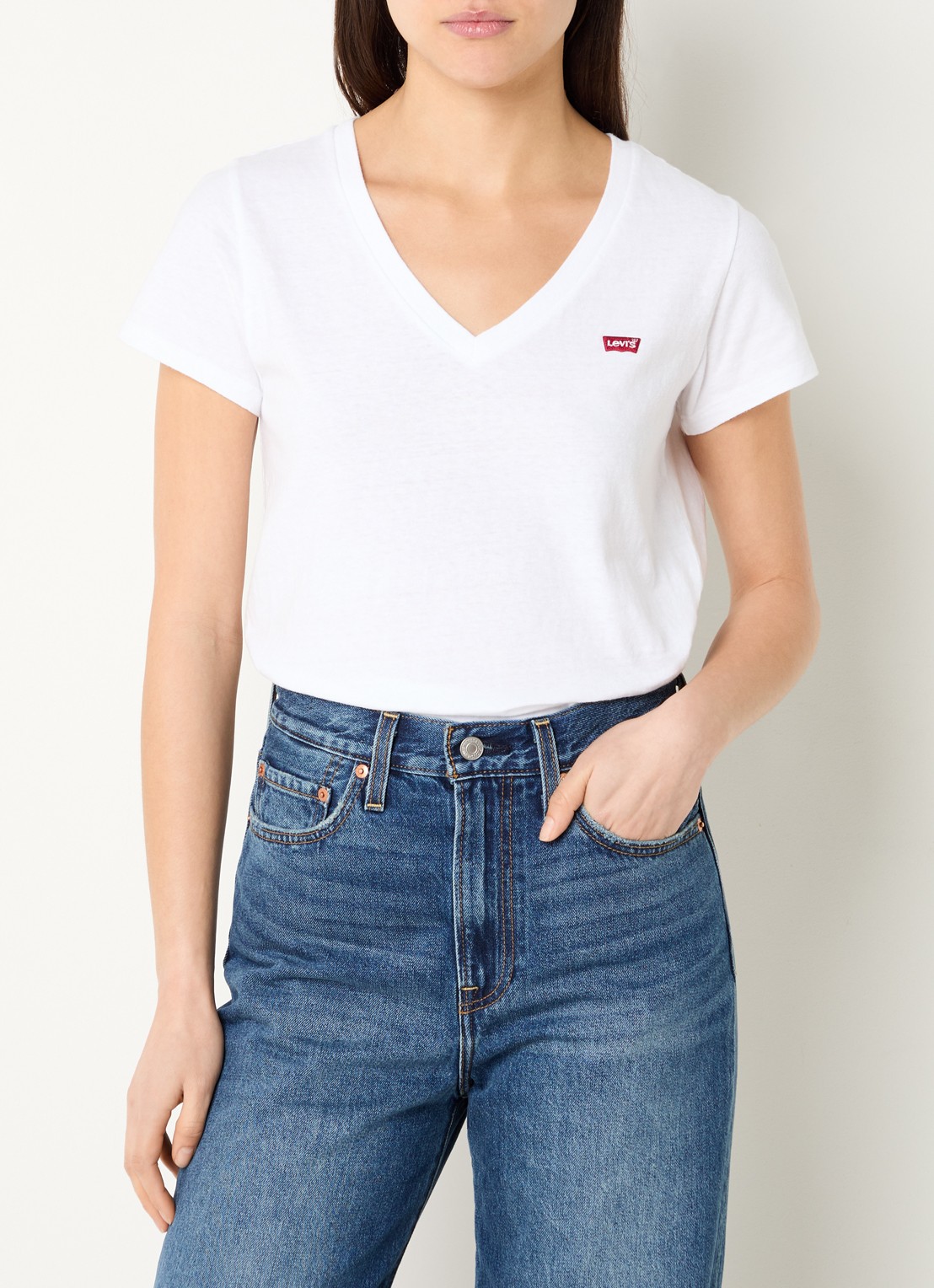 Levi's T-shirt met logoborduring - detail 2 wit