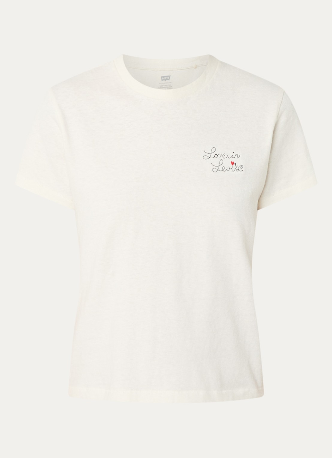 Levi's T-shirt met logoborduring  - voorkant beige