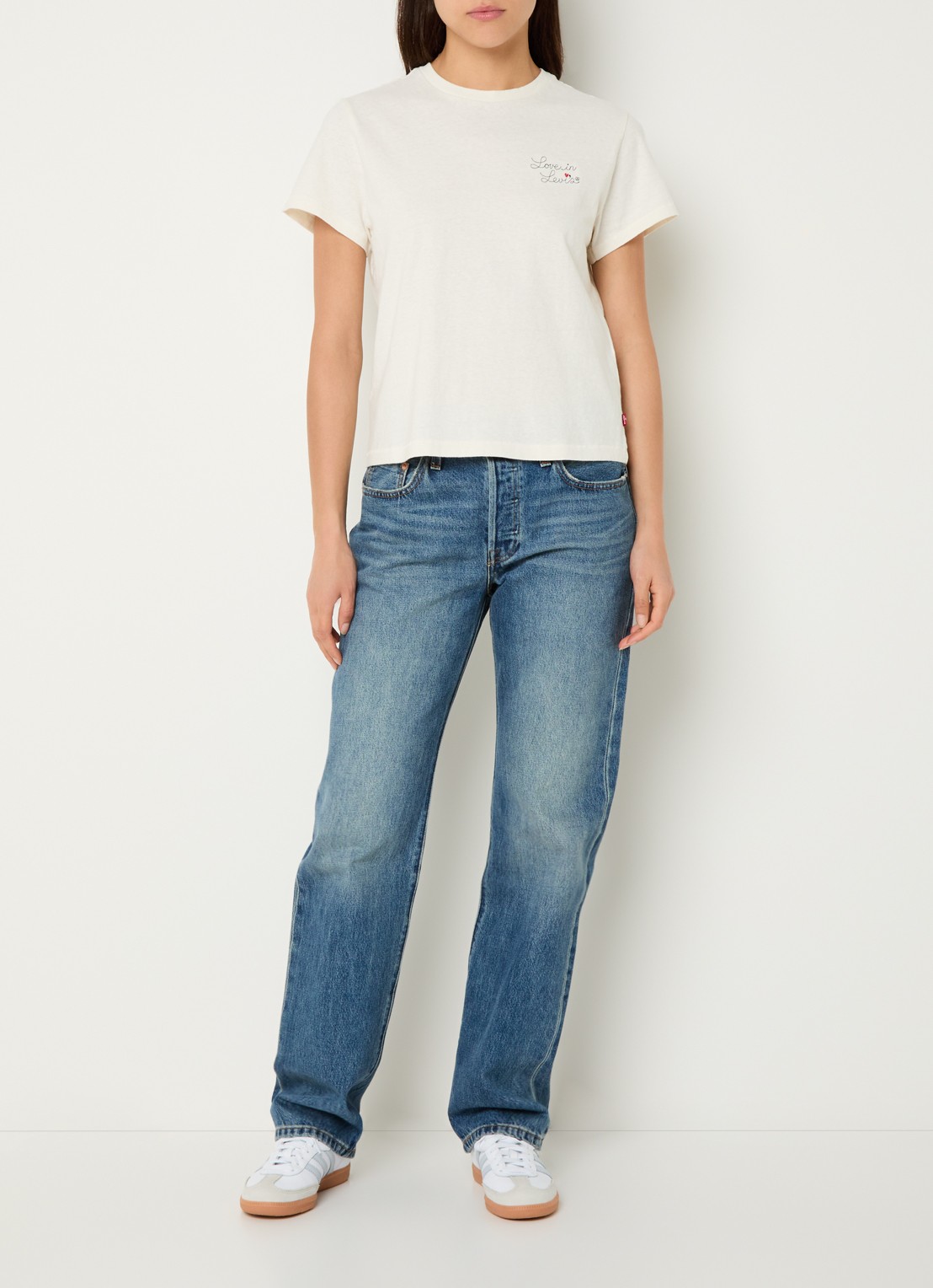 Levi's T-shirt met logoborduring  - voorkant 2 beige
