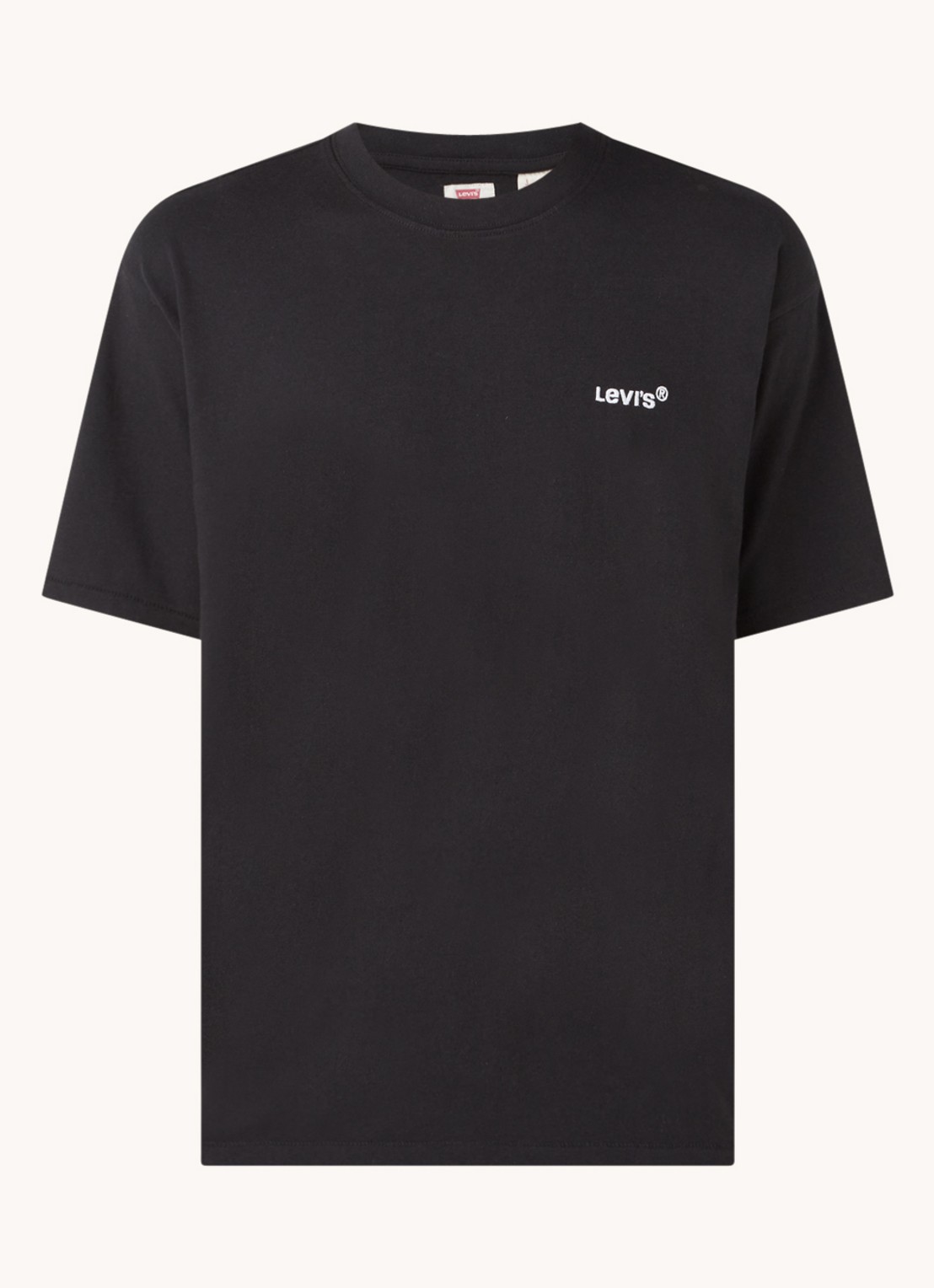 Levi's T-shirt met logoborduring - voorkant zwart