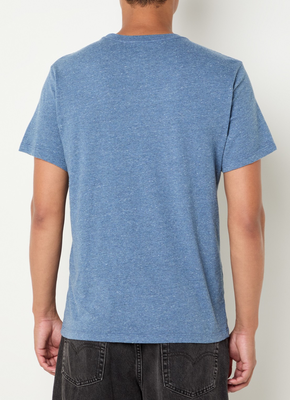 Levi's T-shirt met logoborduring - achterkant staalblauw