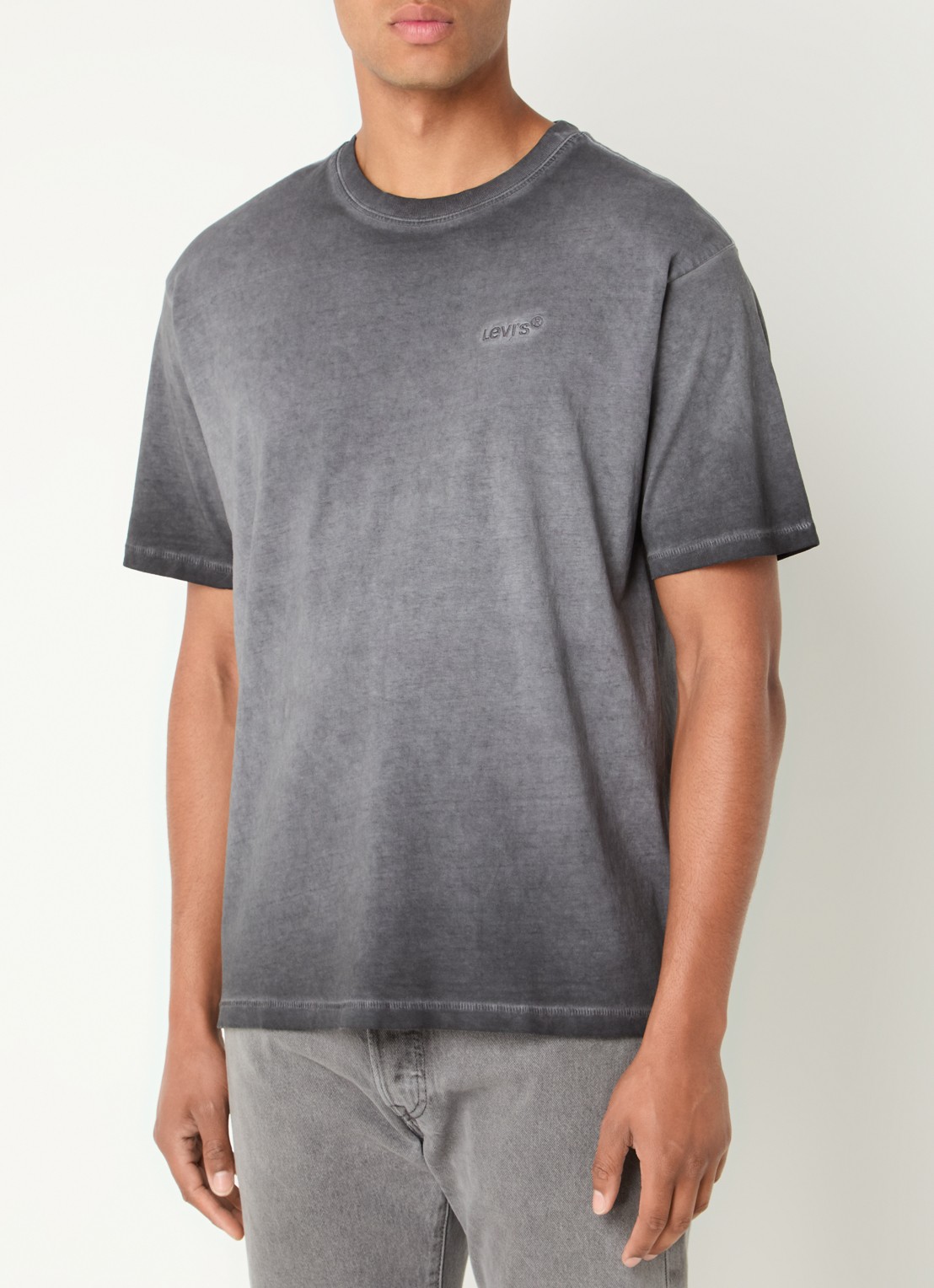 Levi's T-shirt met logoborduring - detail grijs