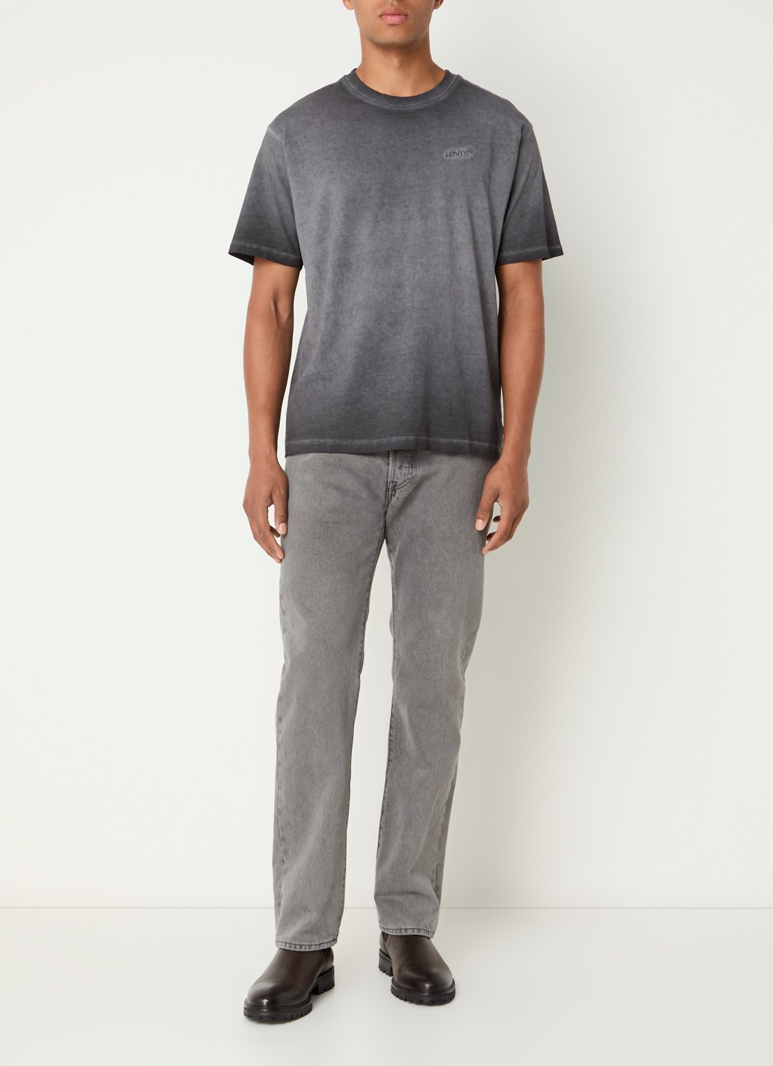 Levi's T-shirt met logoborduring - voorkant 3 grijs