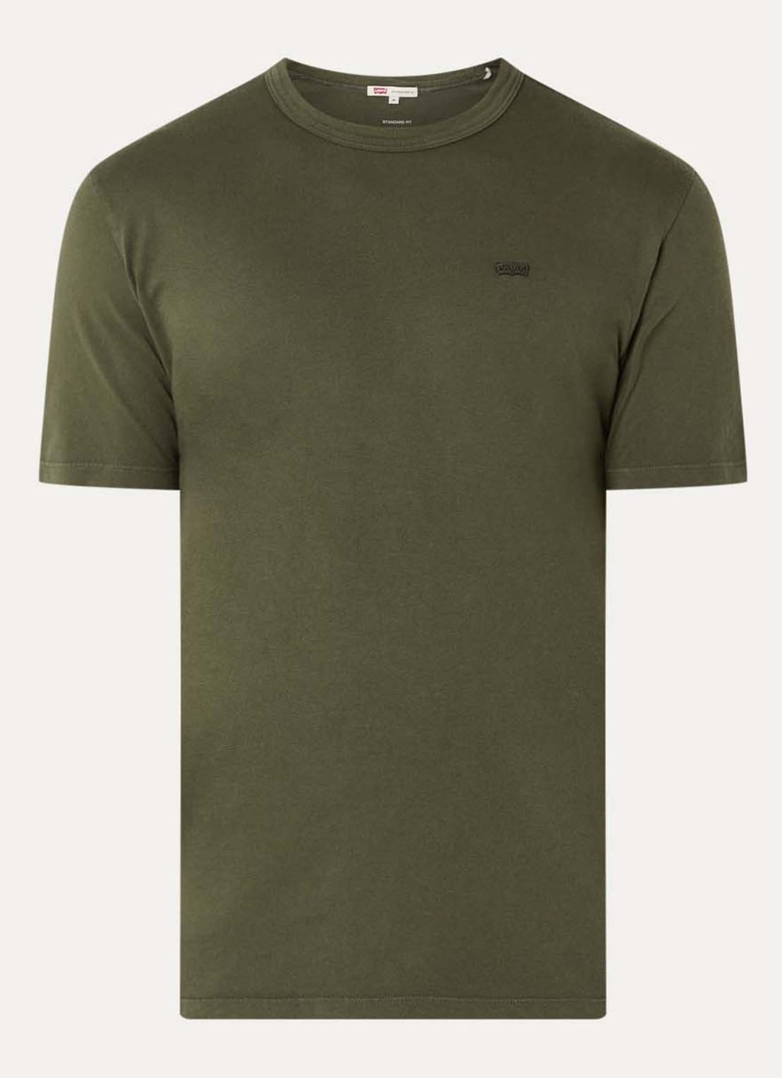 Levi's T-shirt met logoborduring - voorkant 4 legergroen