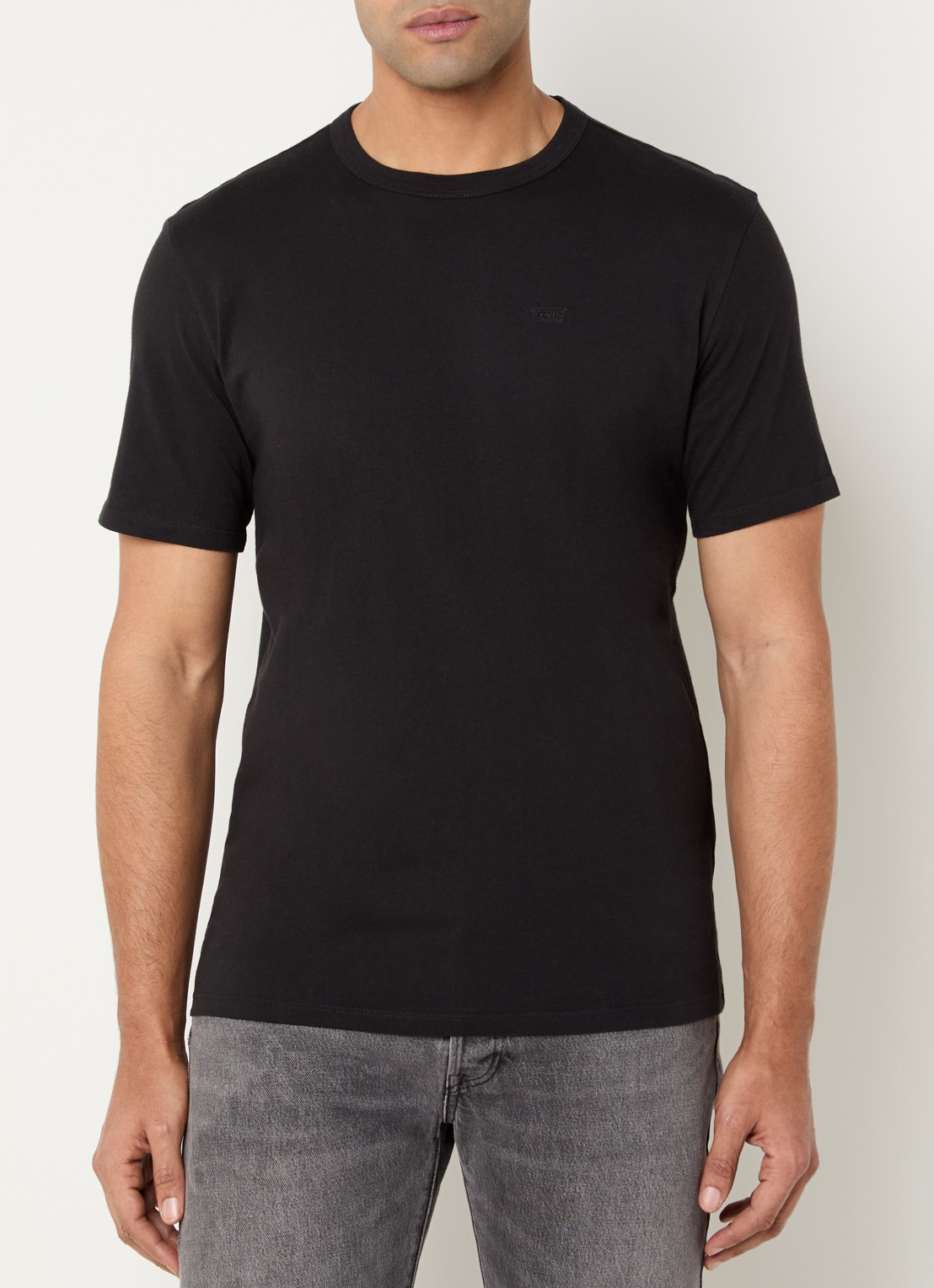Levi's T-shirt met logoborduring - detail zwart
