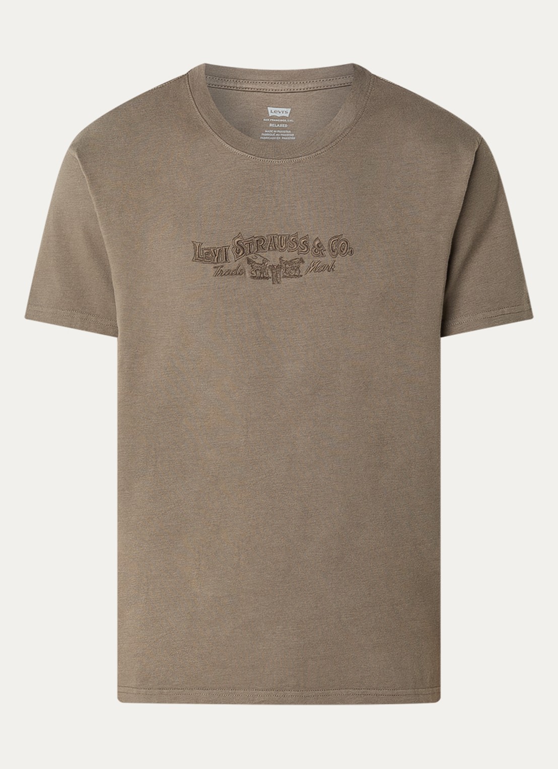 Levi's T-shirt met logoborduring - voorkant bronsgroen