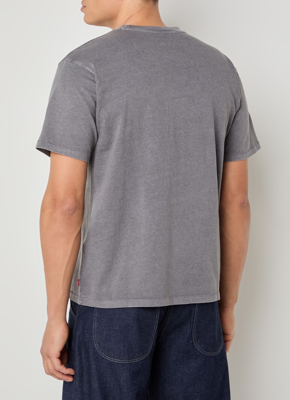 Levi's T-shirt met logoborduring - achterkant donkergrijs