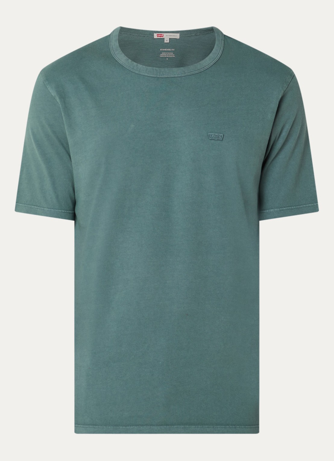 Levi's T-shirt met logoborduring - voorkant zeegroen
