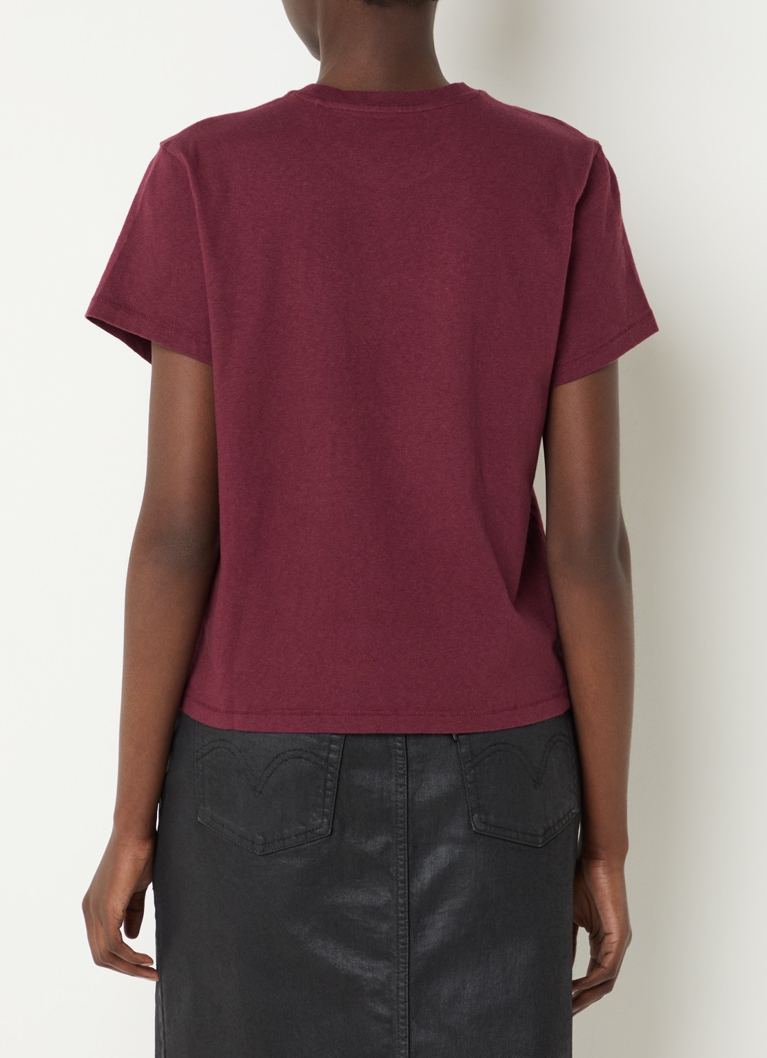Levi's T-shirt met logoprint en strass - achterkant bordeauxrood
